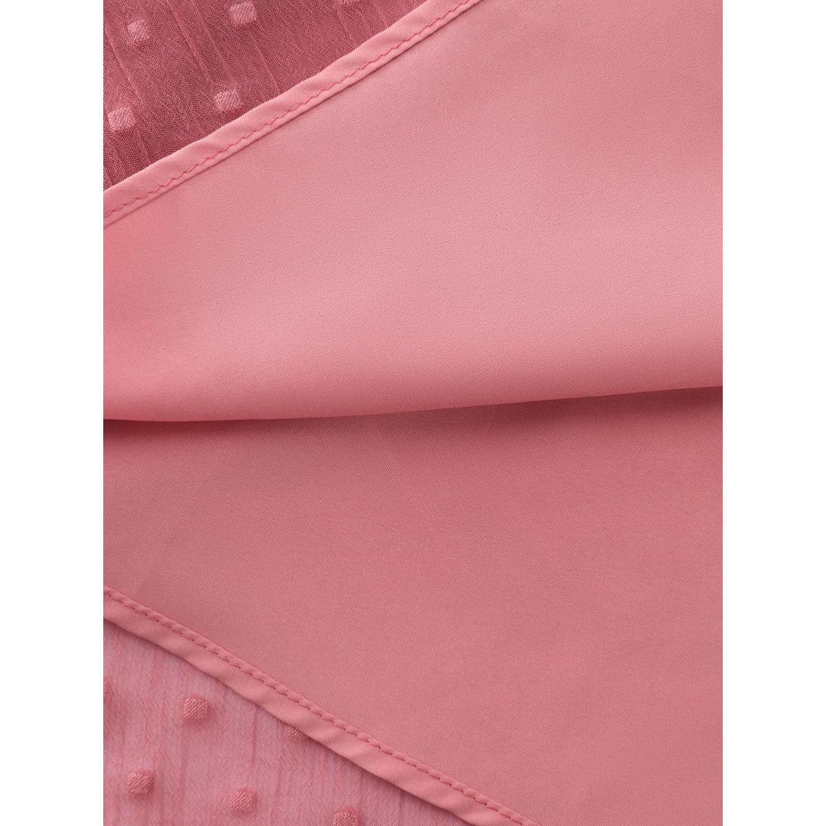 Plus Size Chiffon Texture V-Neck Shirred Waist Midi Dress Watermelon Women Timeless Texture Shirt collar Long Sleeve Curvy BloomChic 14-16/1X Product Image