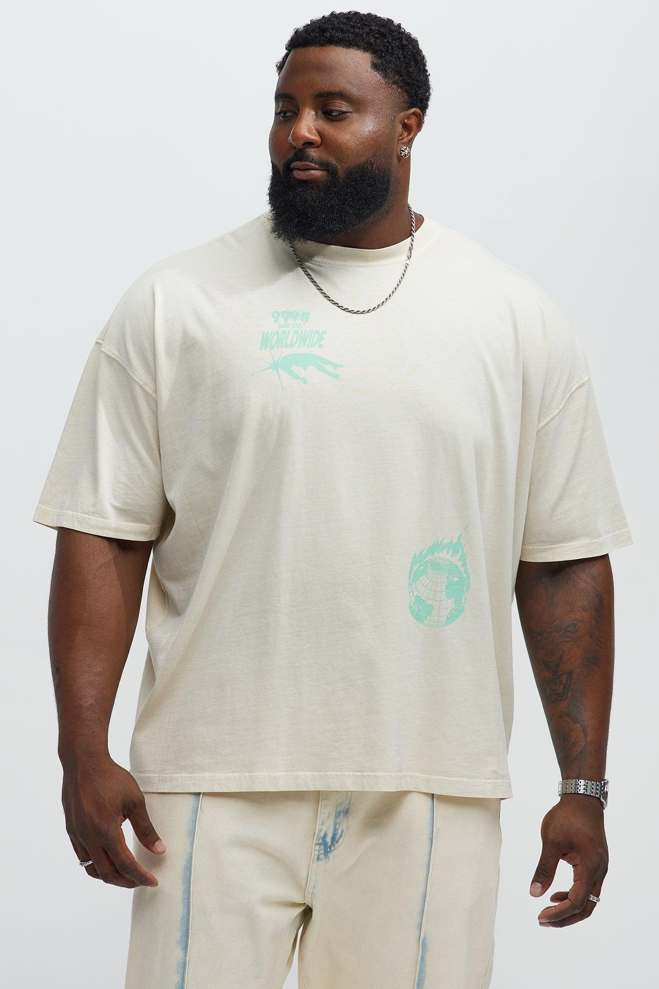 Brutalism Oversized Short Sleeve Tee - Cream Male Product Image