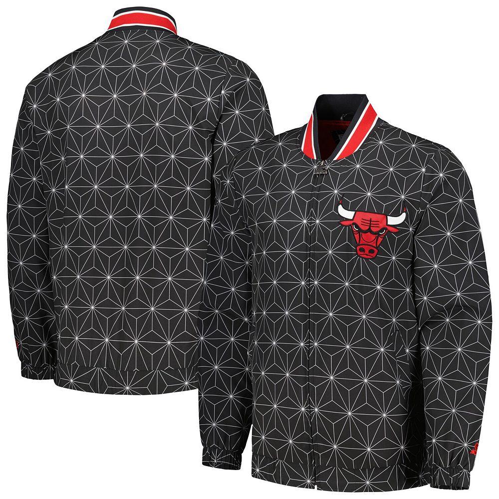 Men's Starter Black Chicago Bulls In-Field Play Fashion Satin Full-Zip Varsity Jacket,  Product Image