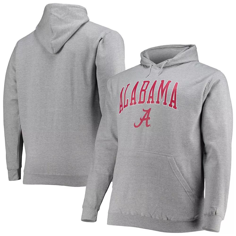 Men's Champion Heather Gray Alabama Crimson Tide Big & Tall Arch Over Logo Powerblend Pullover Hoodie,  Product Image