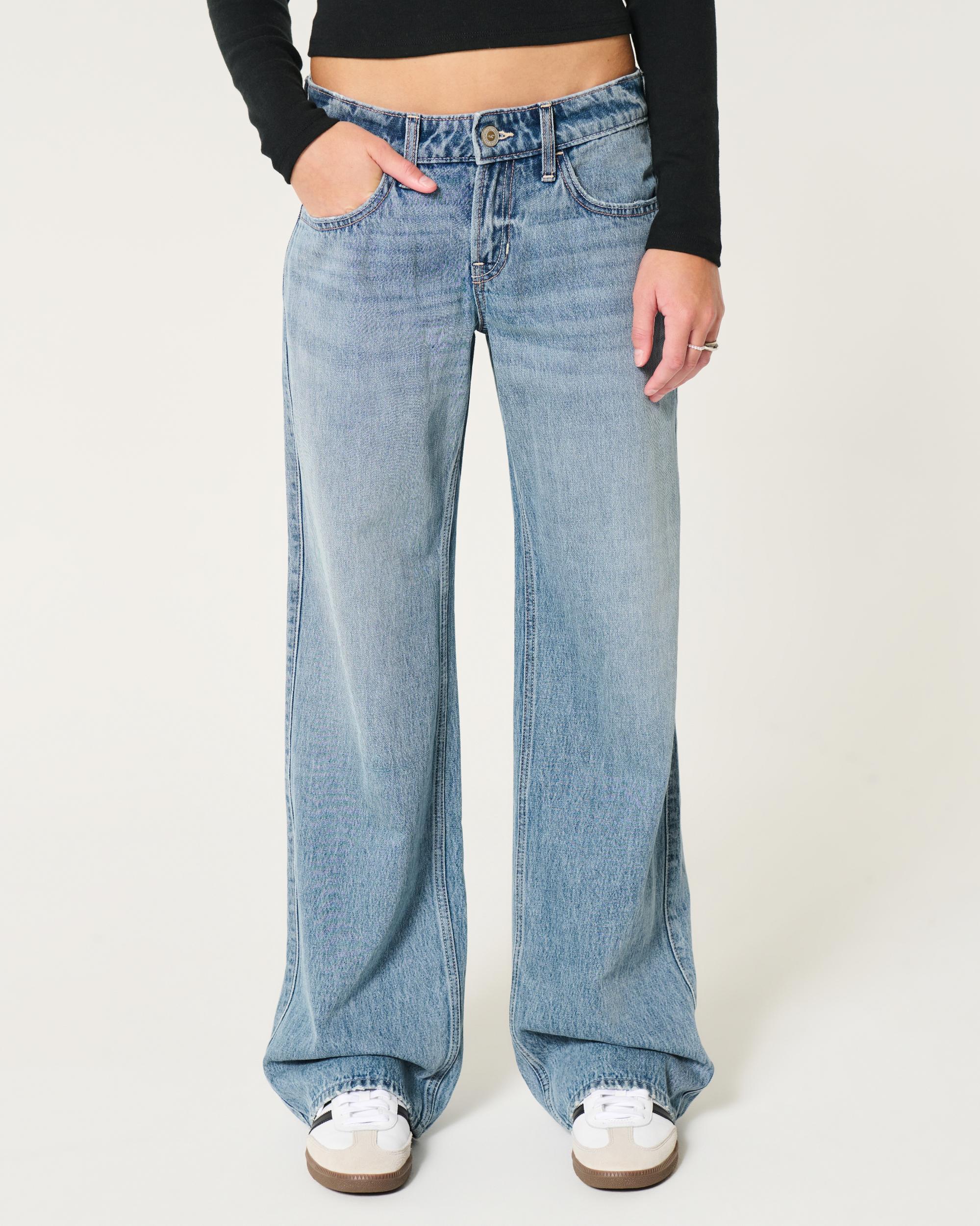 Low-Rise Ripped Light Wash Baggy Jeans Product Image