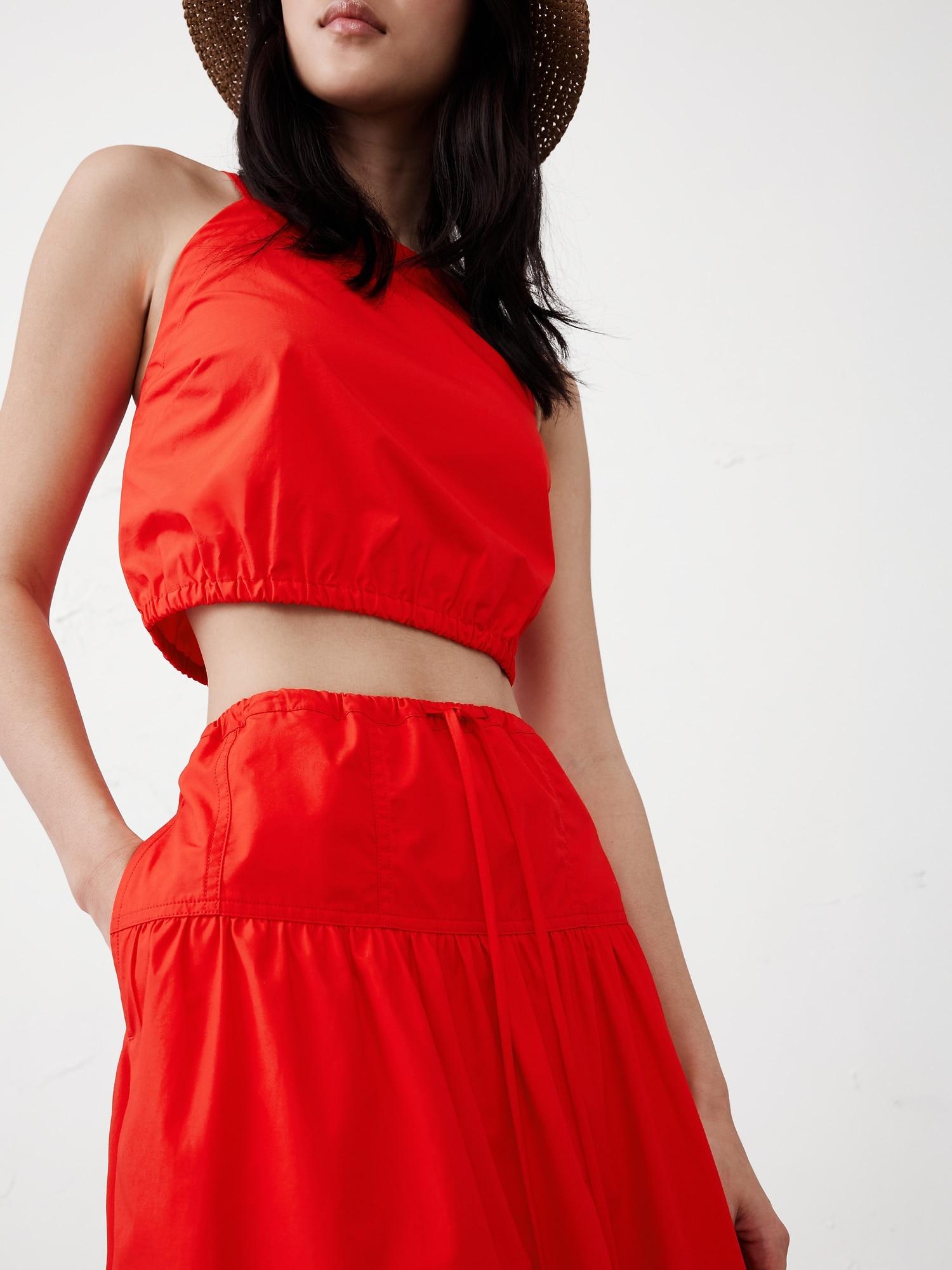 Strappy Bubble-Hem Cropped Top Product Image
