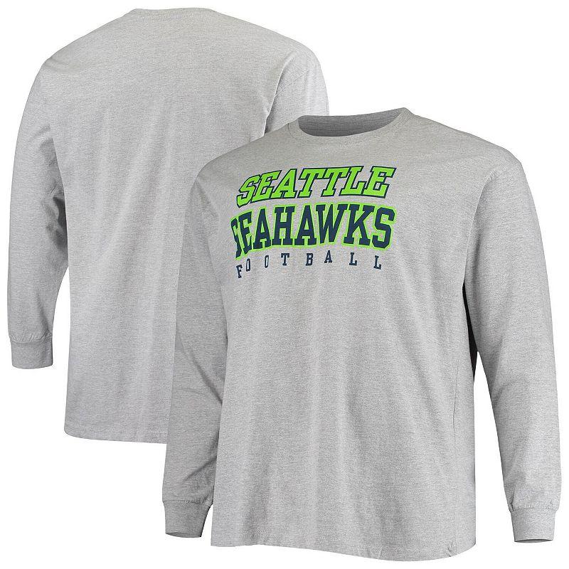 Men's Fanatics Branded Heathered Gray Seattle Seahawks Big & Tall Practice Long Sleeve T-Shirt, Size: 3XB, Grey Product Image