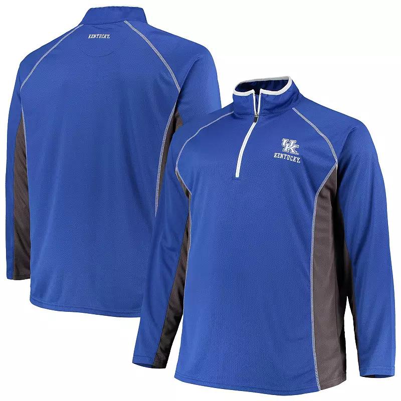 Mens Royal Kentucky Wildcats Big & Tall Textured Raglan Quarter-Zip Jacket Product Image