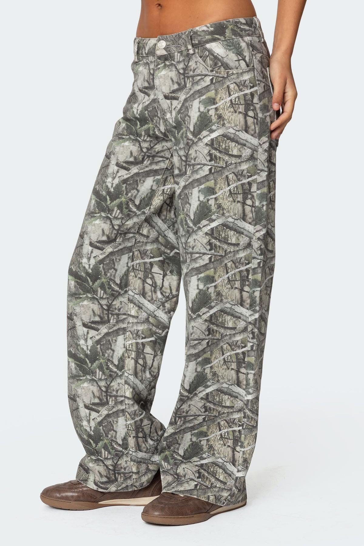 Camo & Bow Low Rise Baggy Jeans Product Image