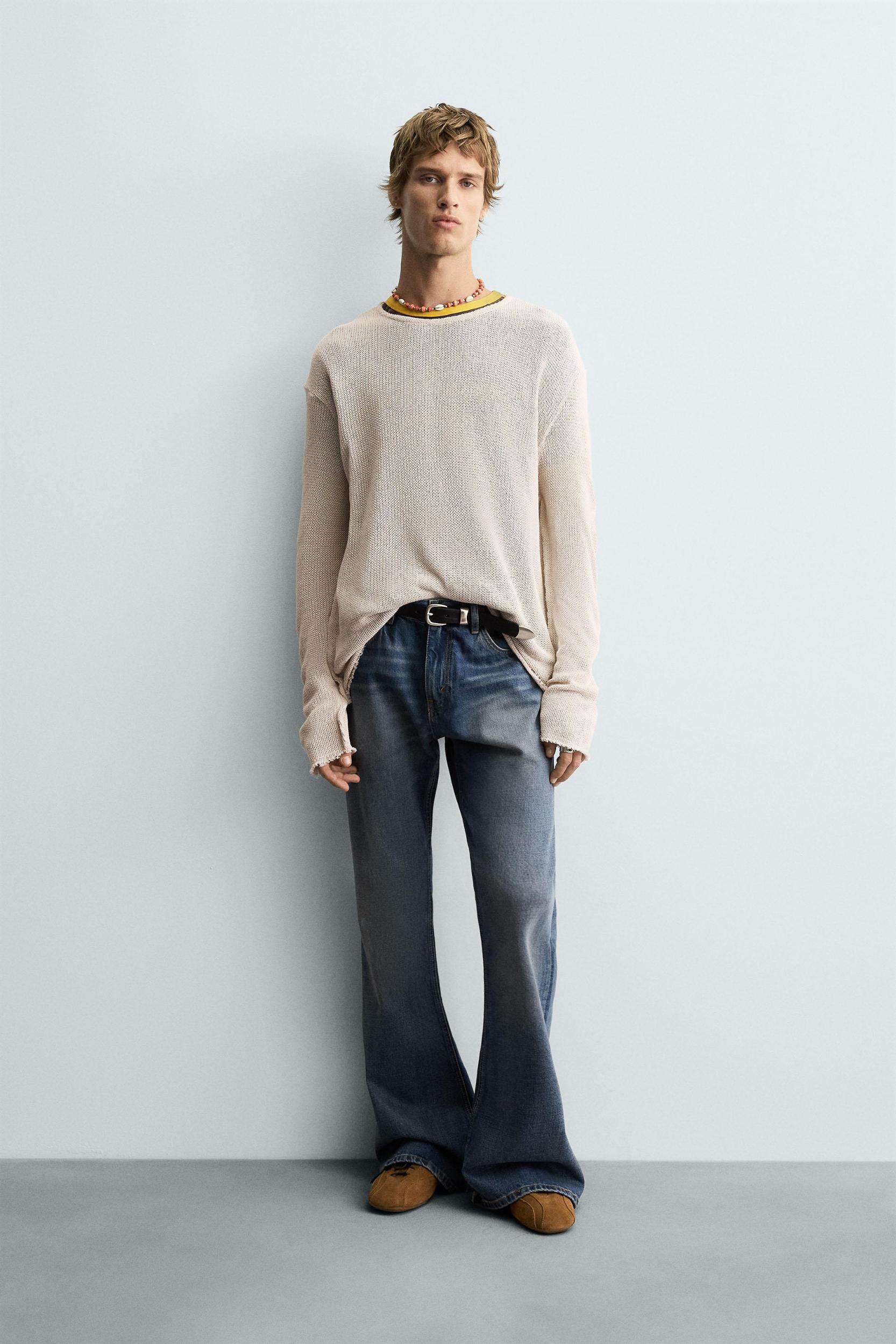 TEXTURED KNIT SWEATER WITH CUTOUTS Product Image