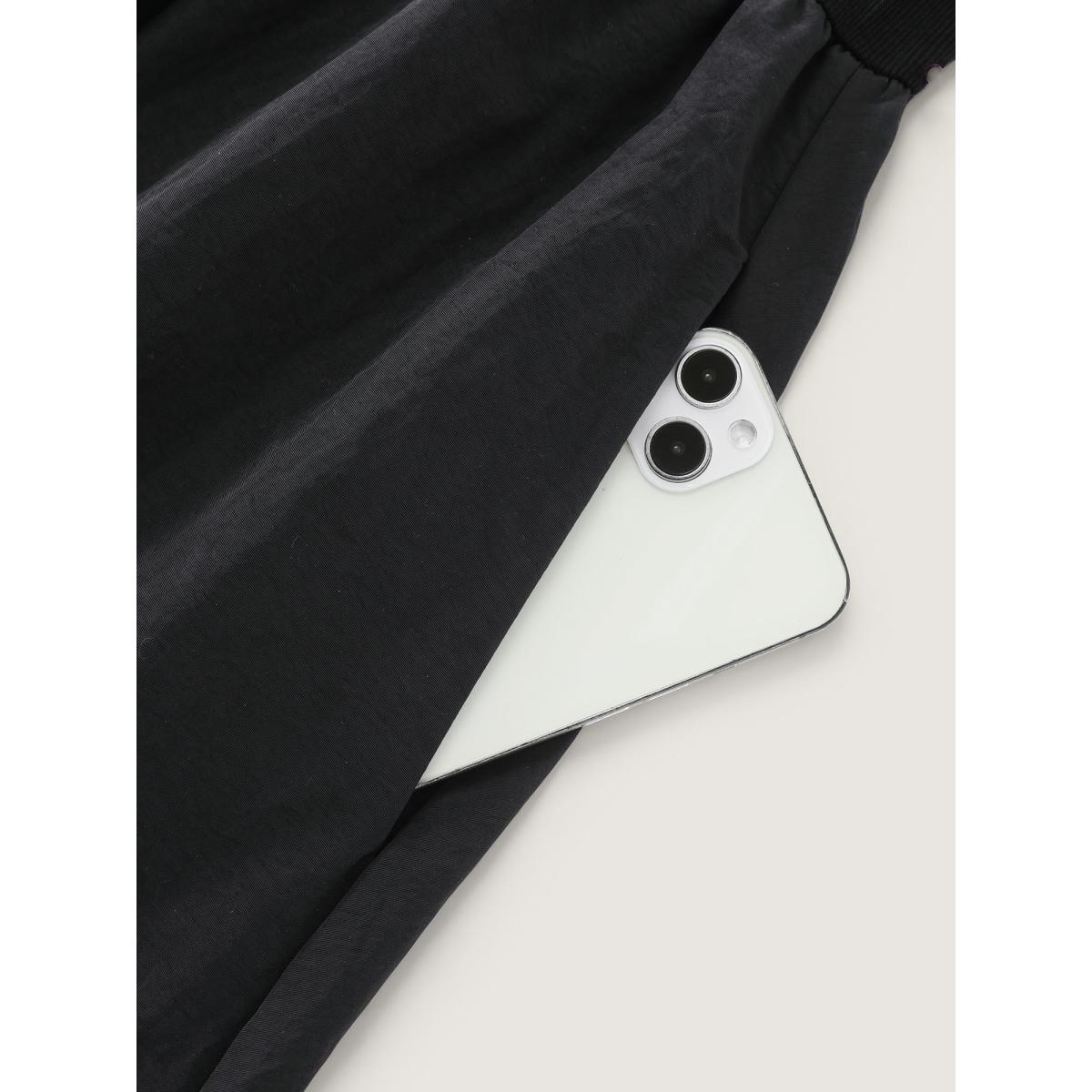 Plus Size Bubble Hem Skirt Mock Neck Mini Dress Black Women Playful Mock Neck Extra Long Sleeve Curvy BloomChic 26/4X Product Image