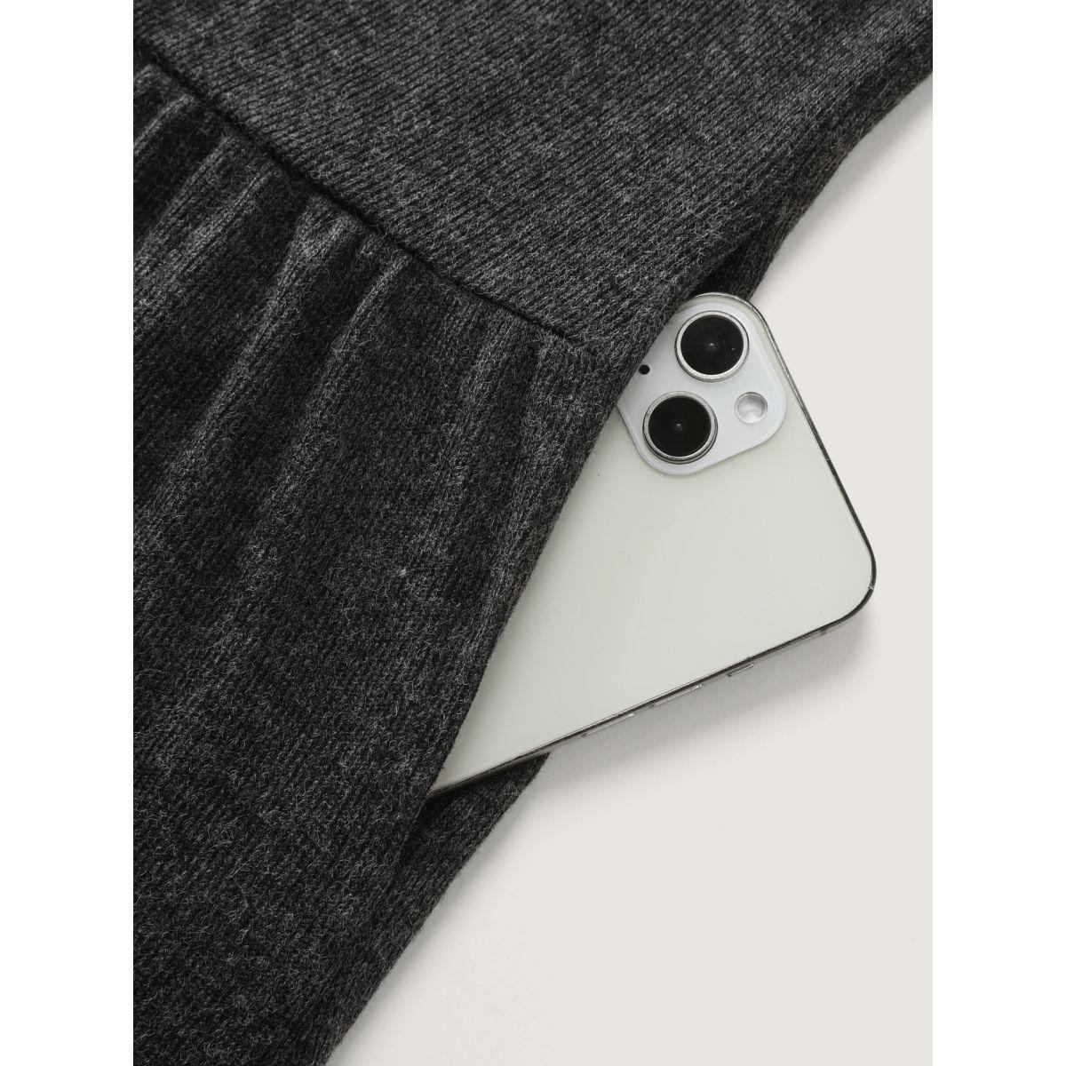 Plus Size Textured Ruffled Hem Button Blouse Women DimGray Gathered Side seam pocket Casual Jackets BloomChic 10/M Product Image