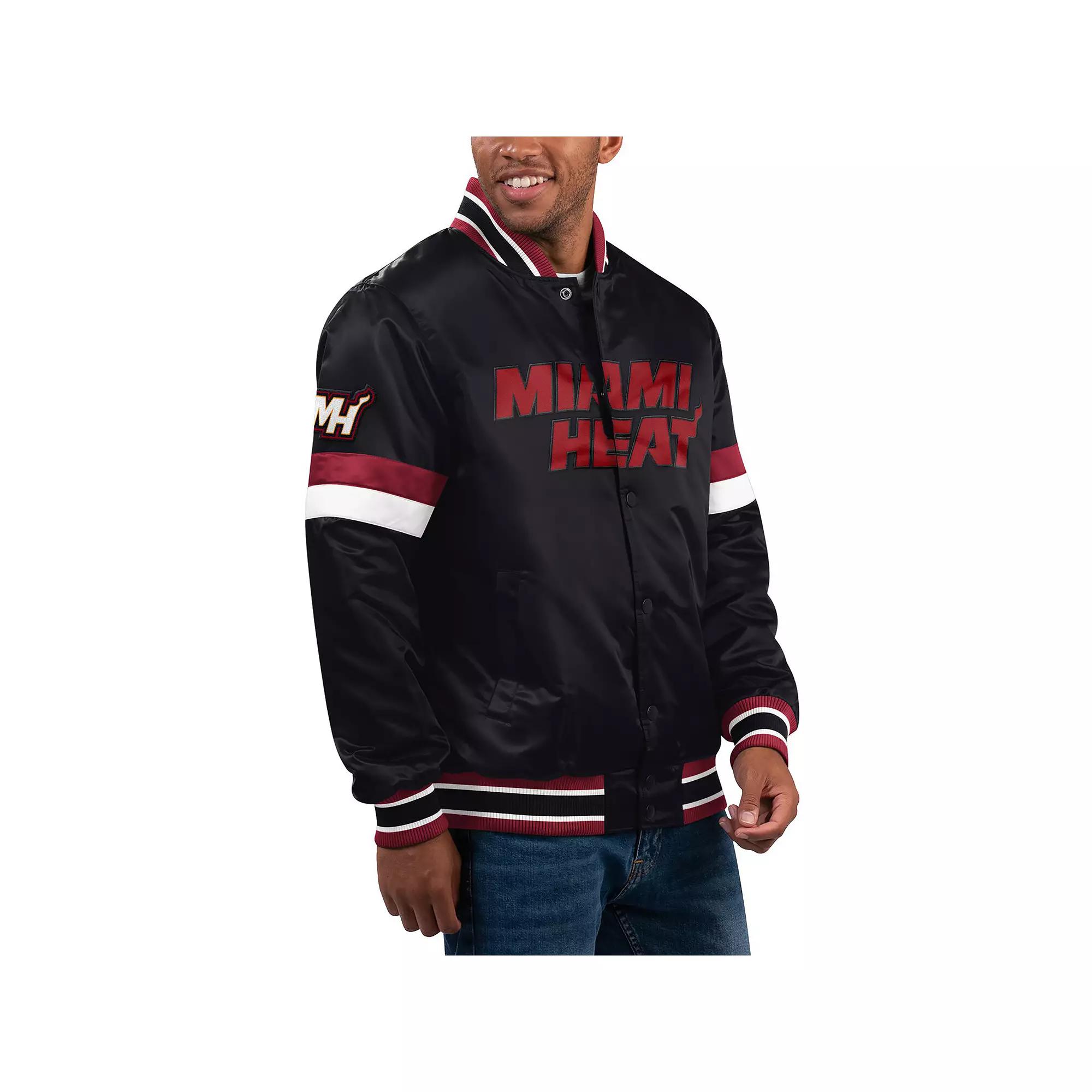 Men's Starter Black Miami Heat Home Game Satin Full-Snap Varsity Jacket,  Product Image