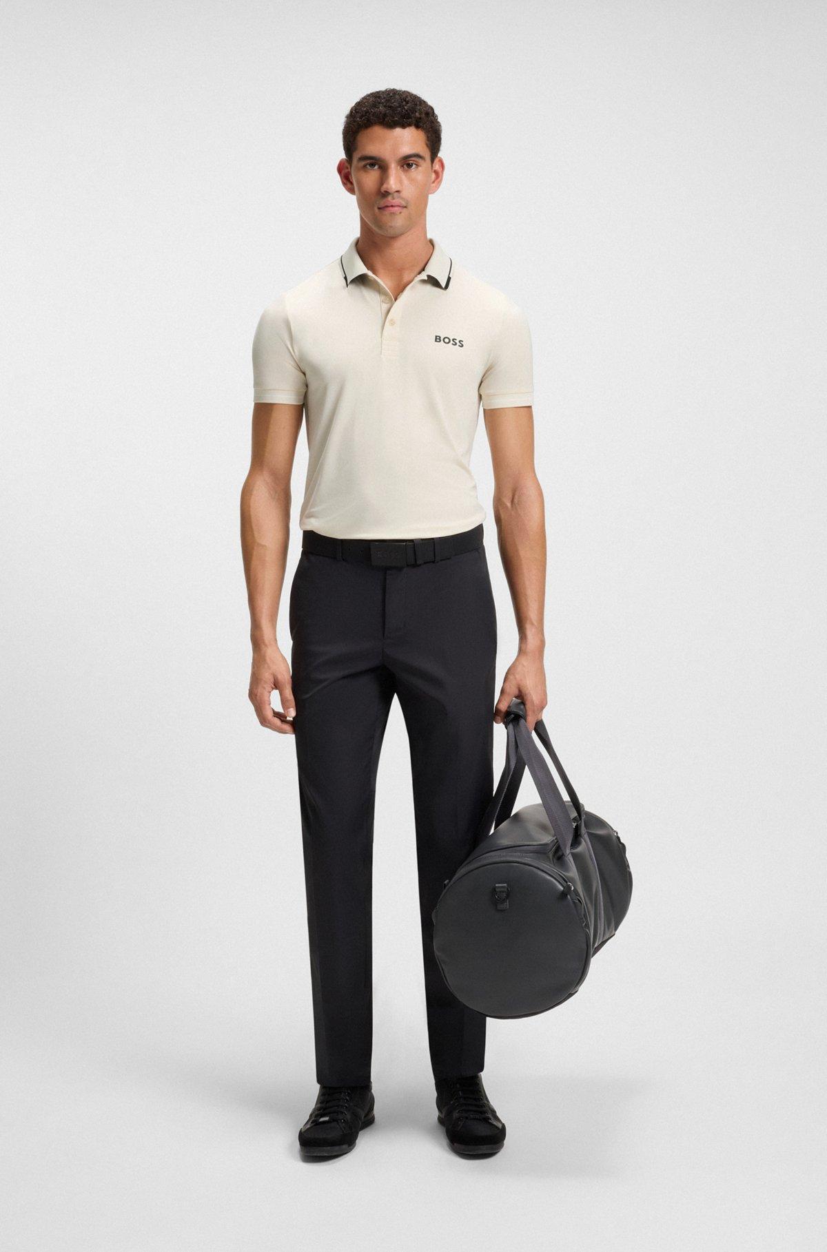 Slim-fit polo shirt with contrast logos Product Image