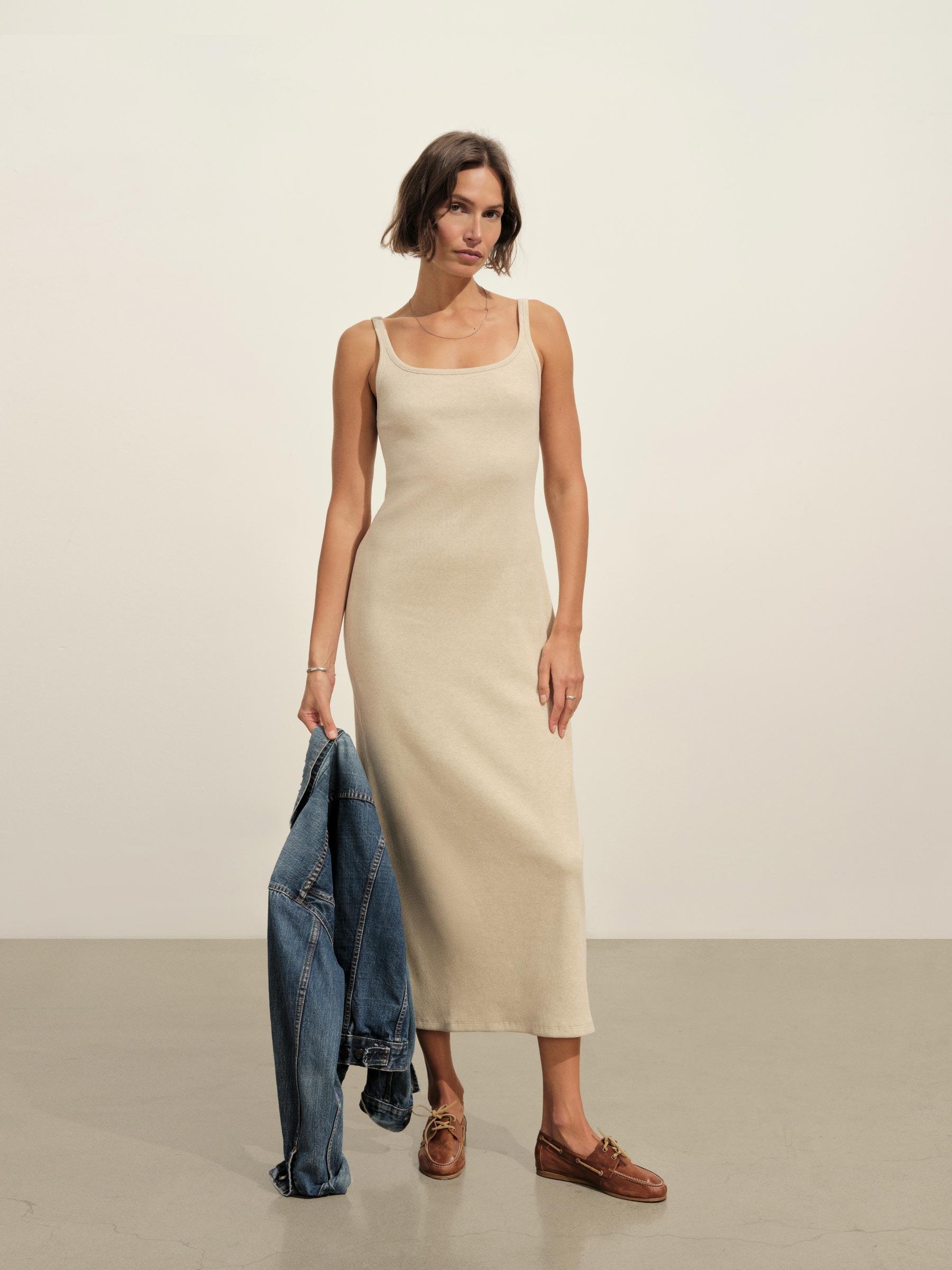 Marled Birchwood Surplus Rib Scoop Tank Dress Product Image