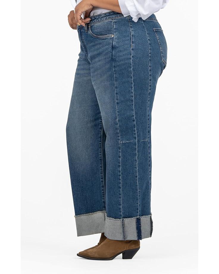 Women's KUT from the Kloth Plus Meg High-Rise Fab Ab Wide Leg -Roll Up in Commitment Product Image