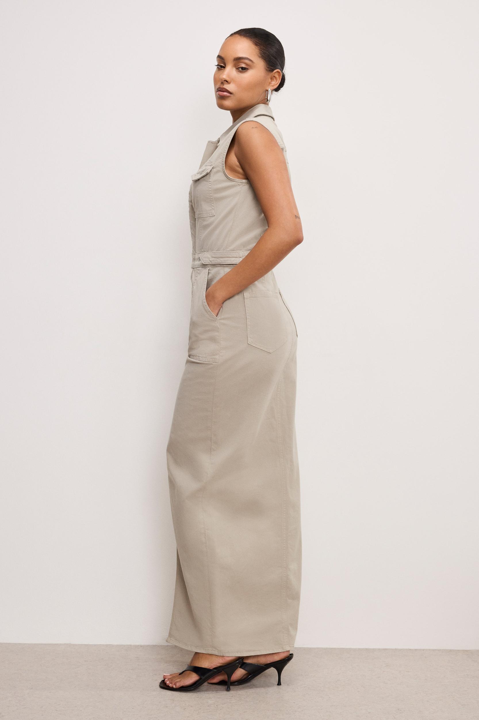 FIT FOR SUCESS TWILL MAXI DRESS | MUSHROOM006 Product Image