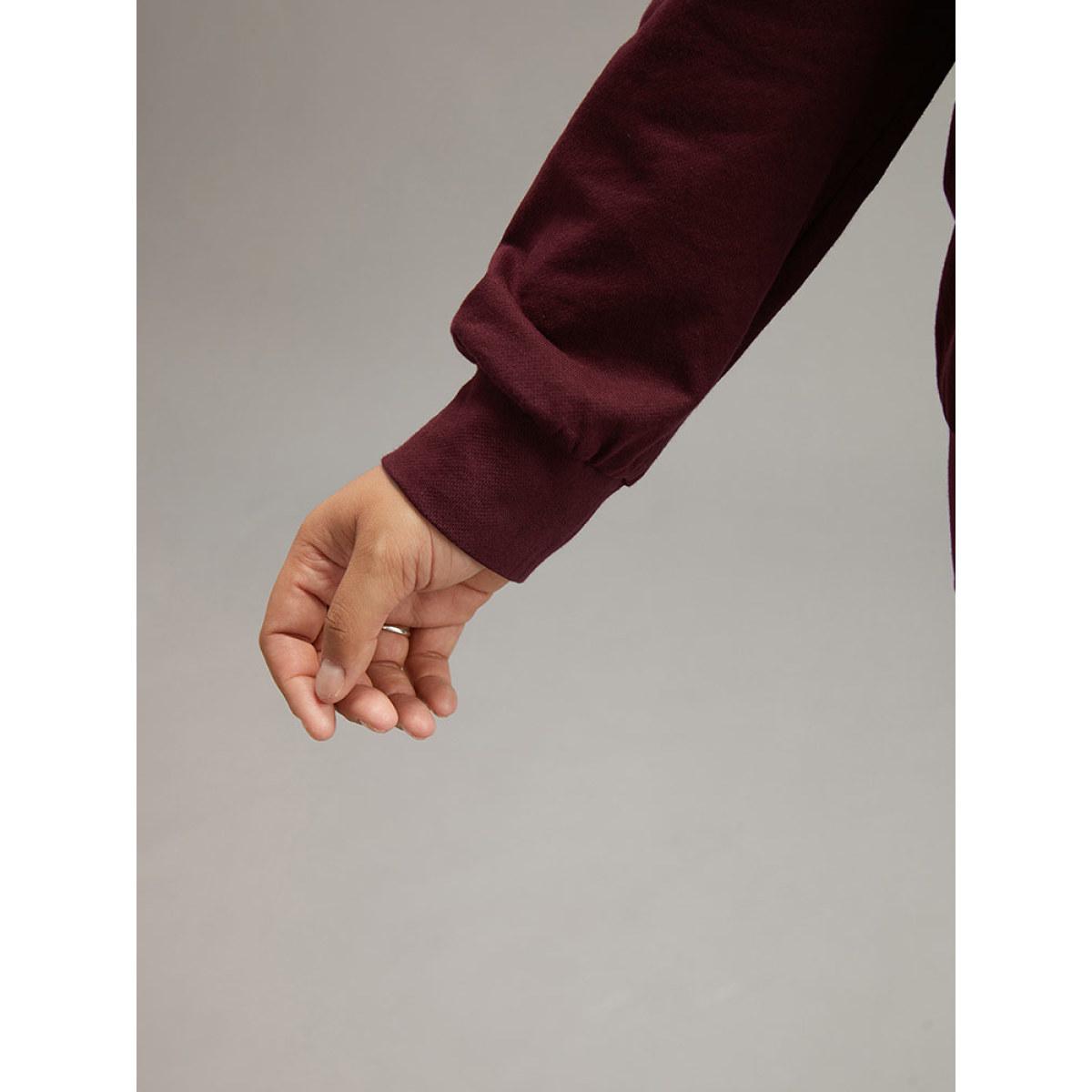 Plus Size Cotton Hooded Drawstring Sweatshirt Women Burgundy Elegant Wrap Hooded Dailywear Sweatshirts BloomChic 28/5X Product Image