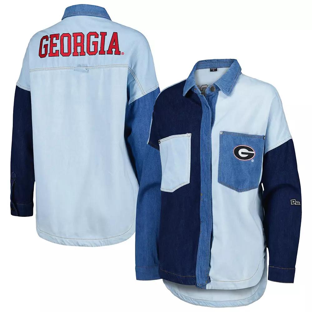 Women's Hype and Vice Denim Georgia Bulldogs Multi-Hit Hometown Full-Snap Jacket, Size: XL, Turquoise A Product Image