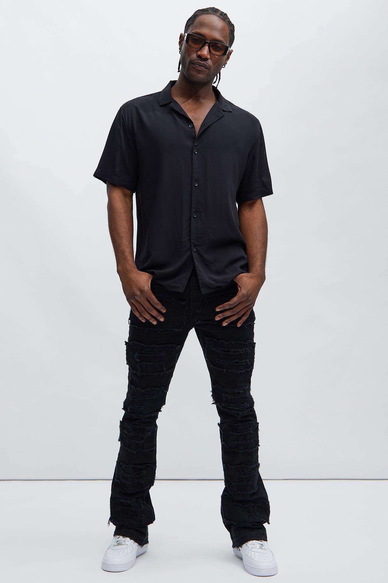 Dawson Relaxed Short Sleeve Cuban Collar Shirt - Black Product Image