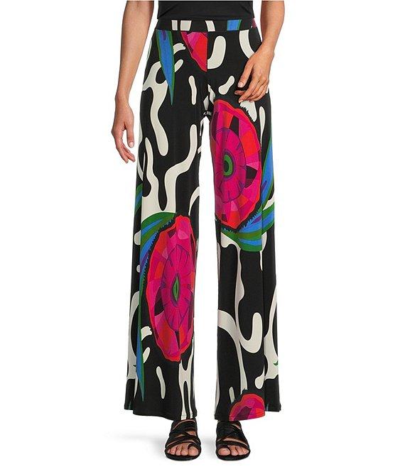 Eva Varro Abstract Print Boat Neck 3/4 Blouson Sleeve Pleated Tie Top Product Image