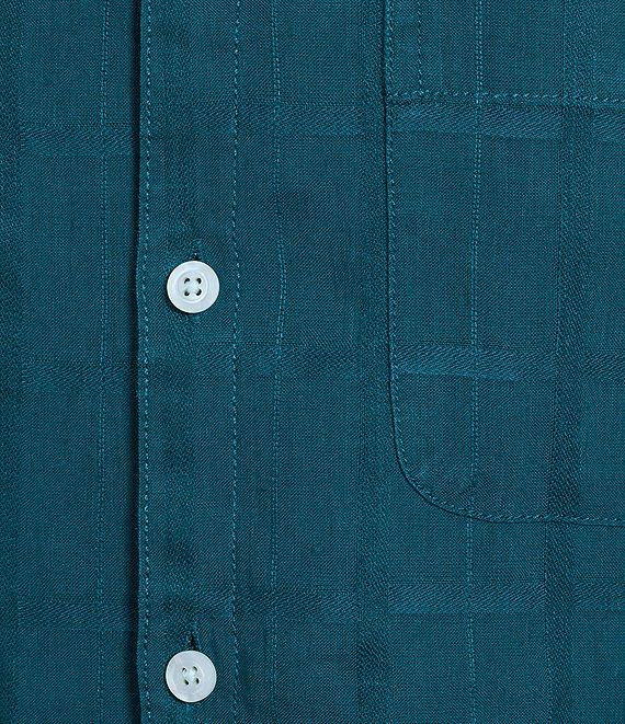 Caribbean Linen Banded Mandarin Collar Long Sleeve Woven Shirt Product Image