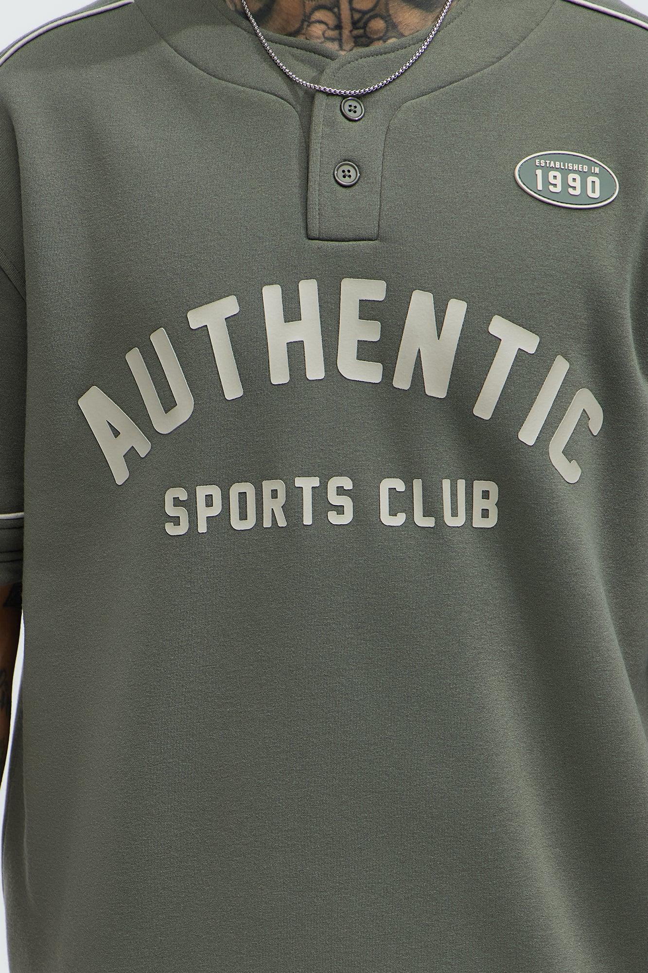Athletics Sports Club Short Sleeve Henley - Olive Product Image
