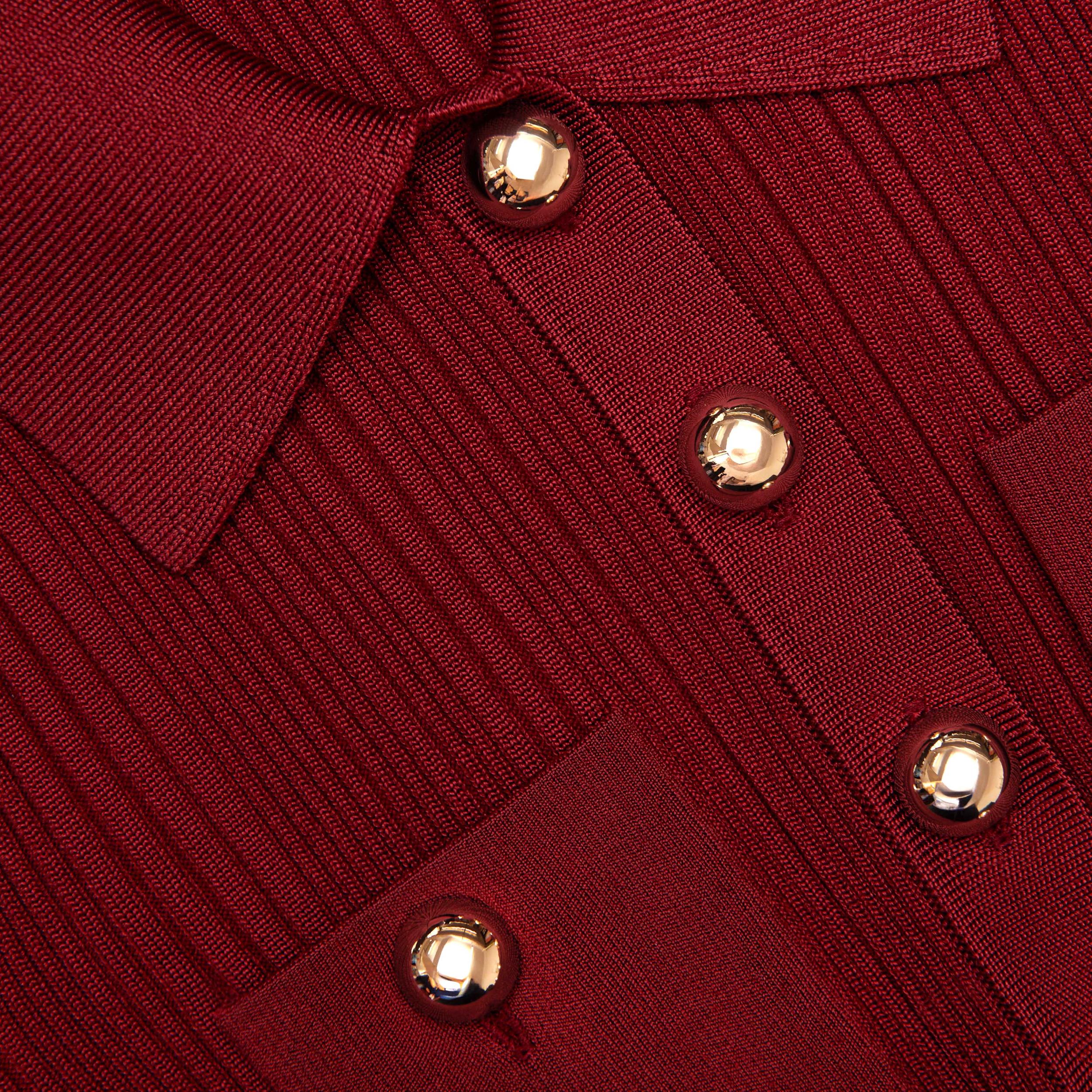 Burgundy Ribbed Knit Midi Dress Product Image