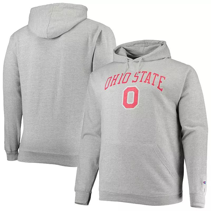 Mens Champion Heather Gray Ohio State Buckeyes Big & Tall Arch Over Logo Powerblend Pullover Hoodie Product Image
