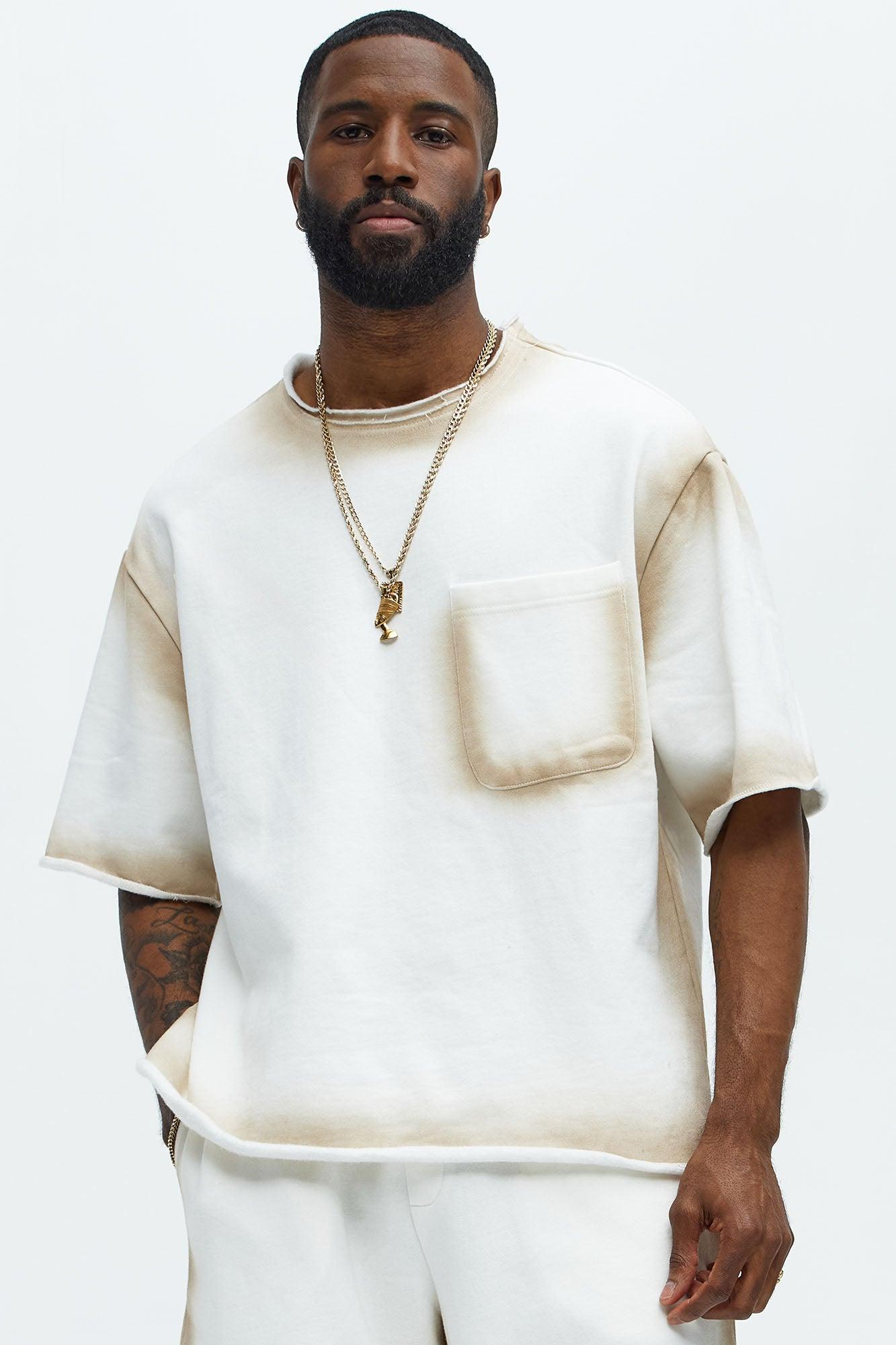 Tyson Blurred Lines Relaxed Fleece Tee - Cream Product Image