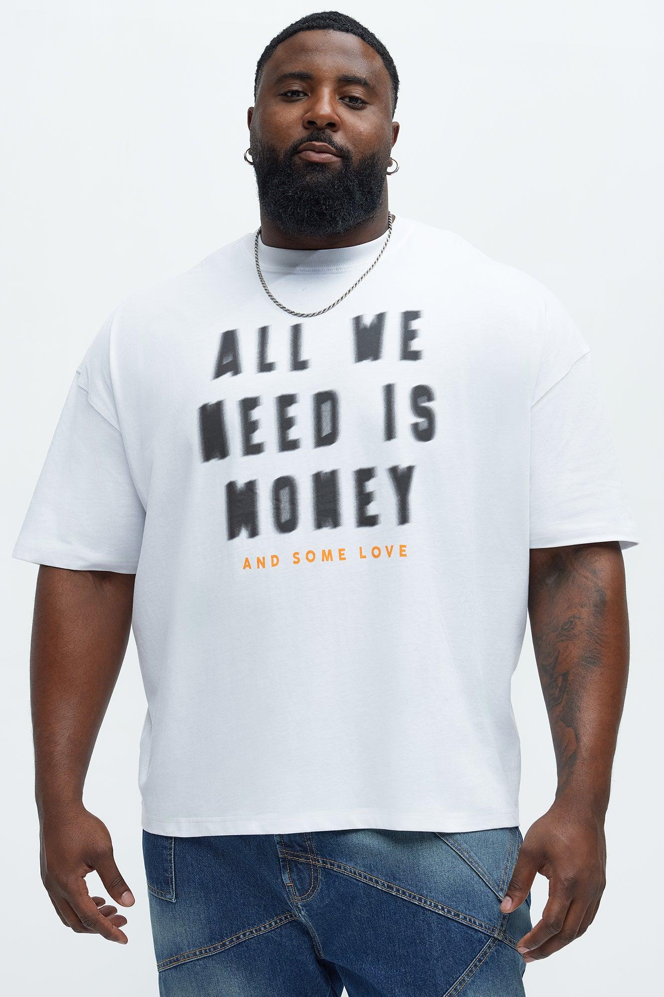 All We Need Is Money Oversized Short Sleeve Tee - White Product Image