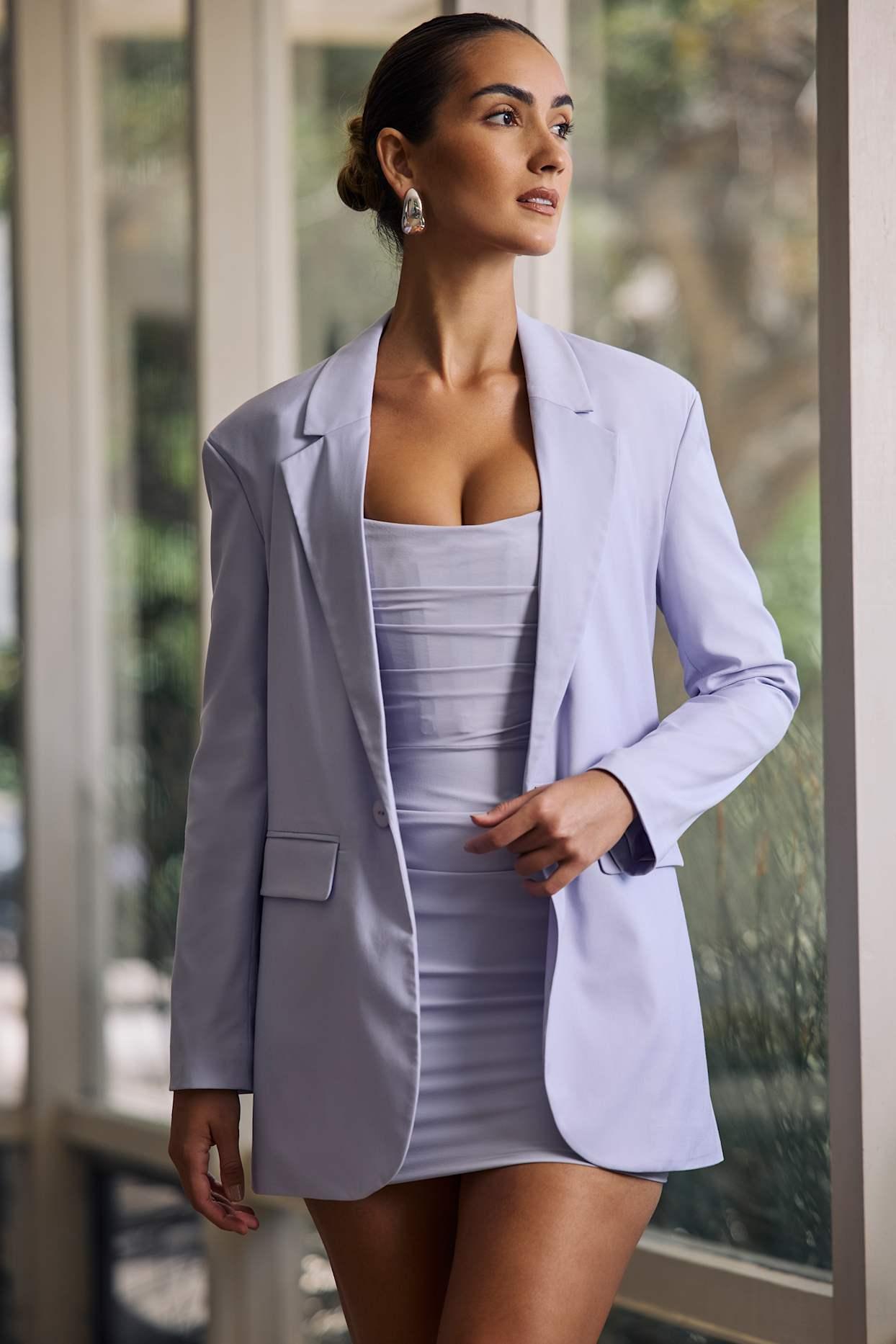 Oversized Single-Breasted Blazer in Soft Lilac Product Image