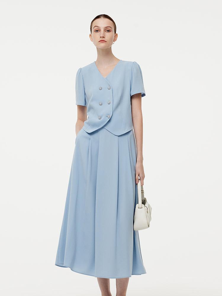 Acetate Crop Jacket And A-Line Skirt Two-Piece Set Product Image