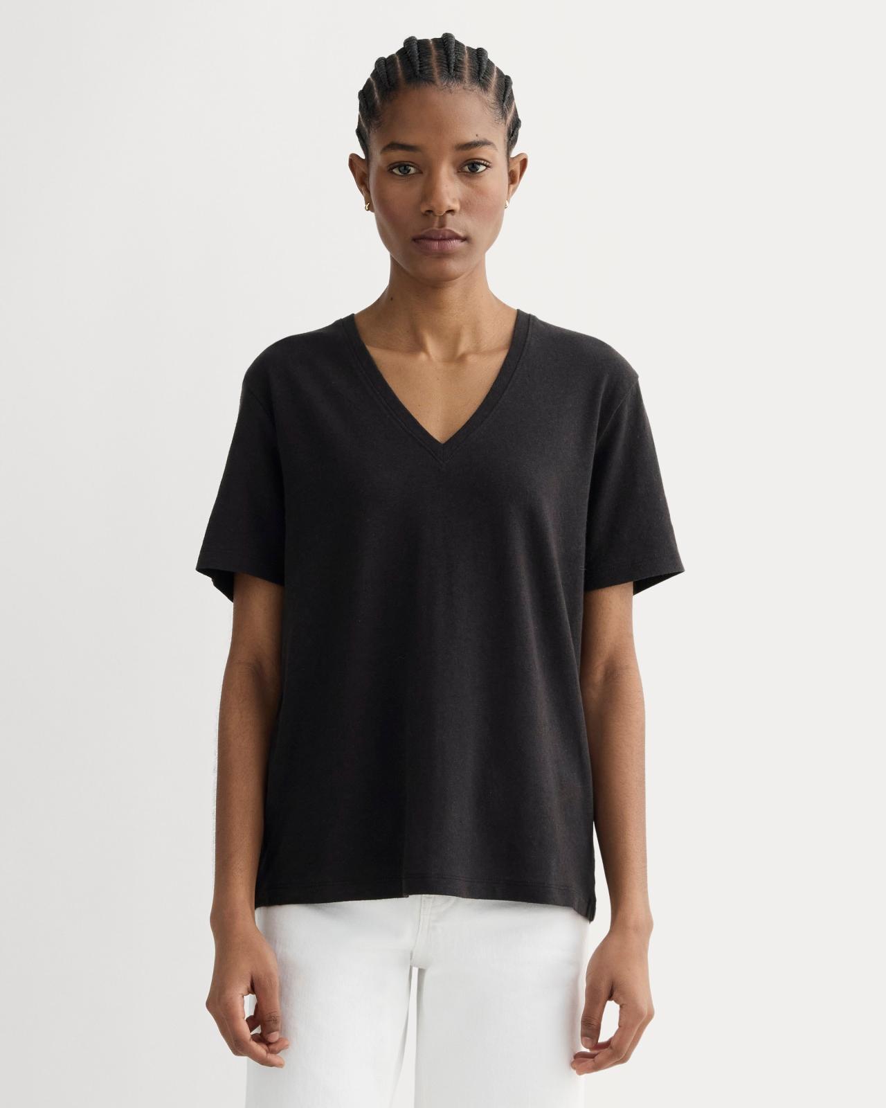 Womens Slouchy V-Neck T-Shirt in Cotton Linen by Everlane Product Image