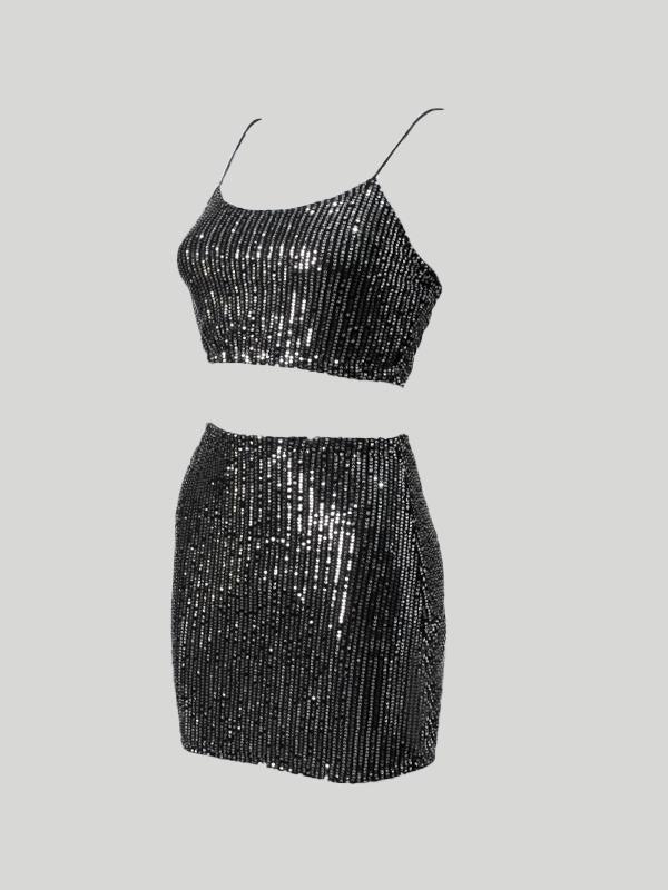 Solid Irregular Hem Cami Top & Cutout Low Rise Flare Pants Set Product Image