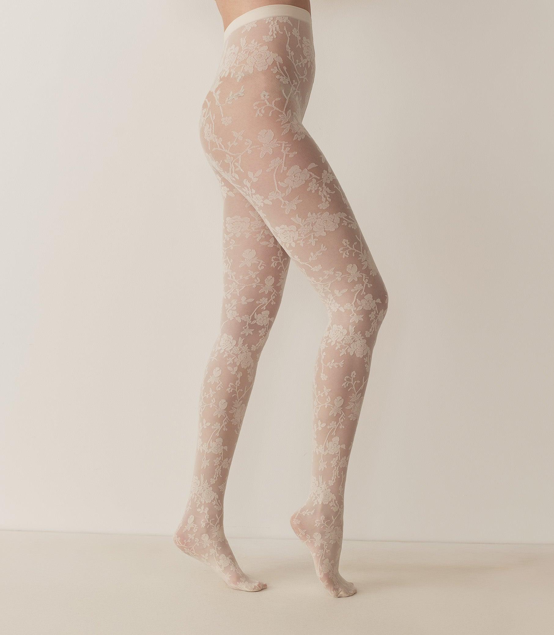 WOLFORD FLORAL LACE TIGHTS -- BUTTERMILK Product Image