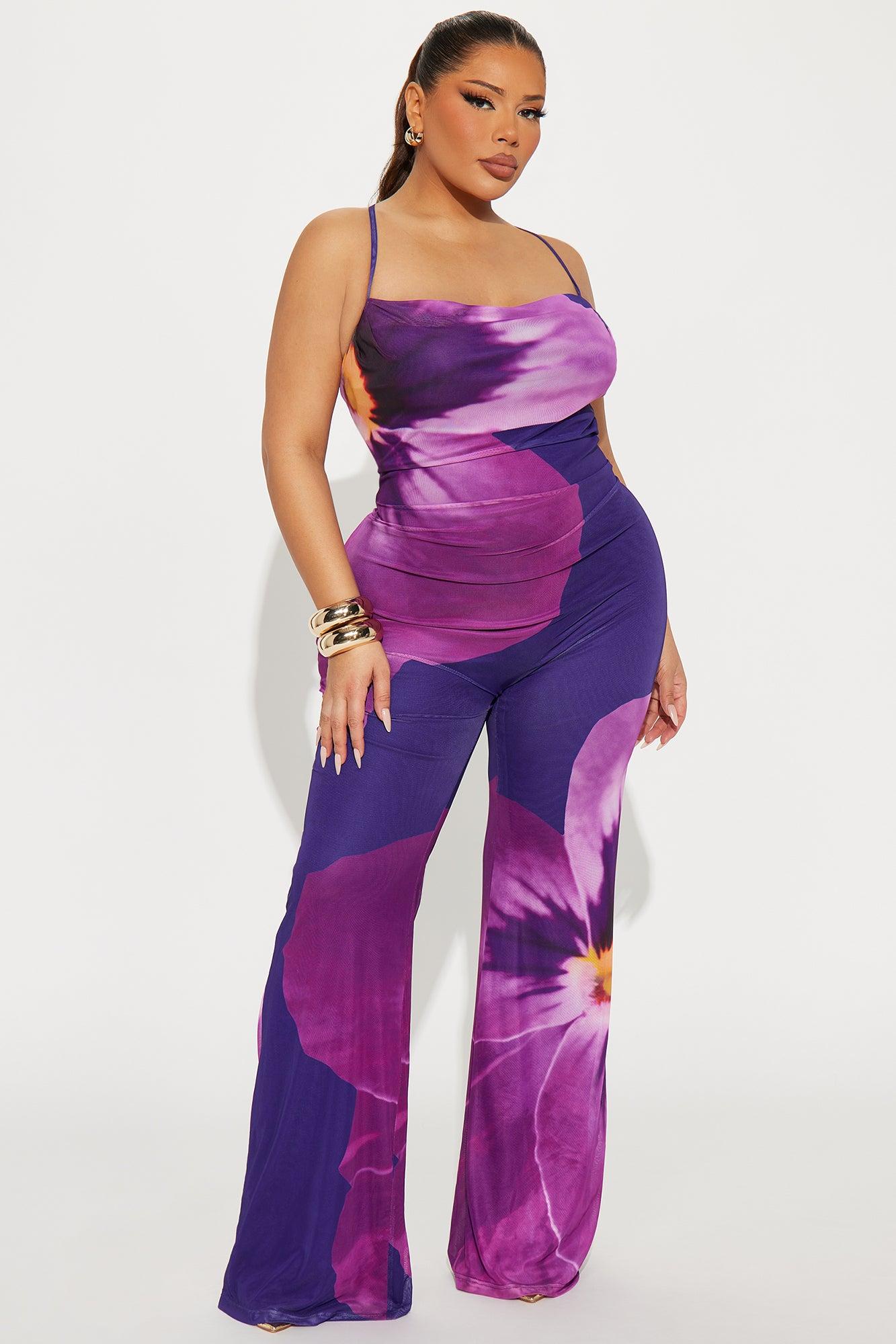 Island Love Mesh Jumpsuit - Purple/combo Product Image