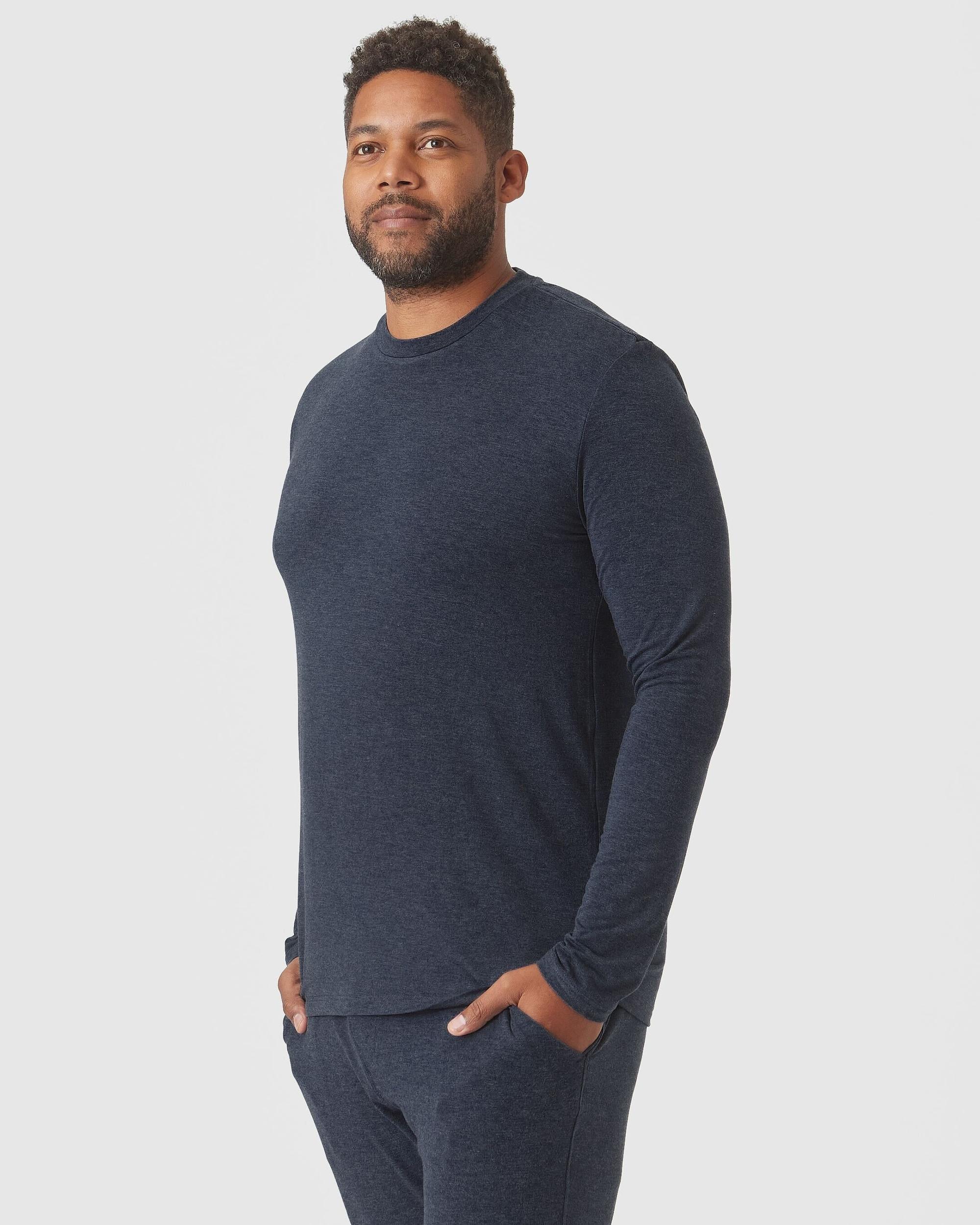 Heather Navy Long Sleeve Loungewear Tee Product Image