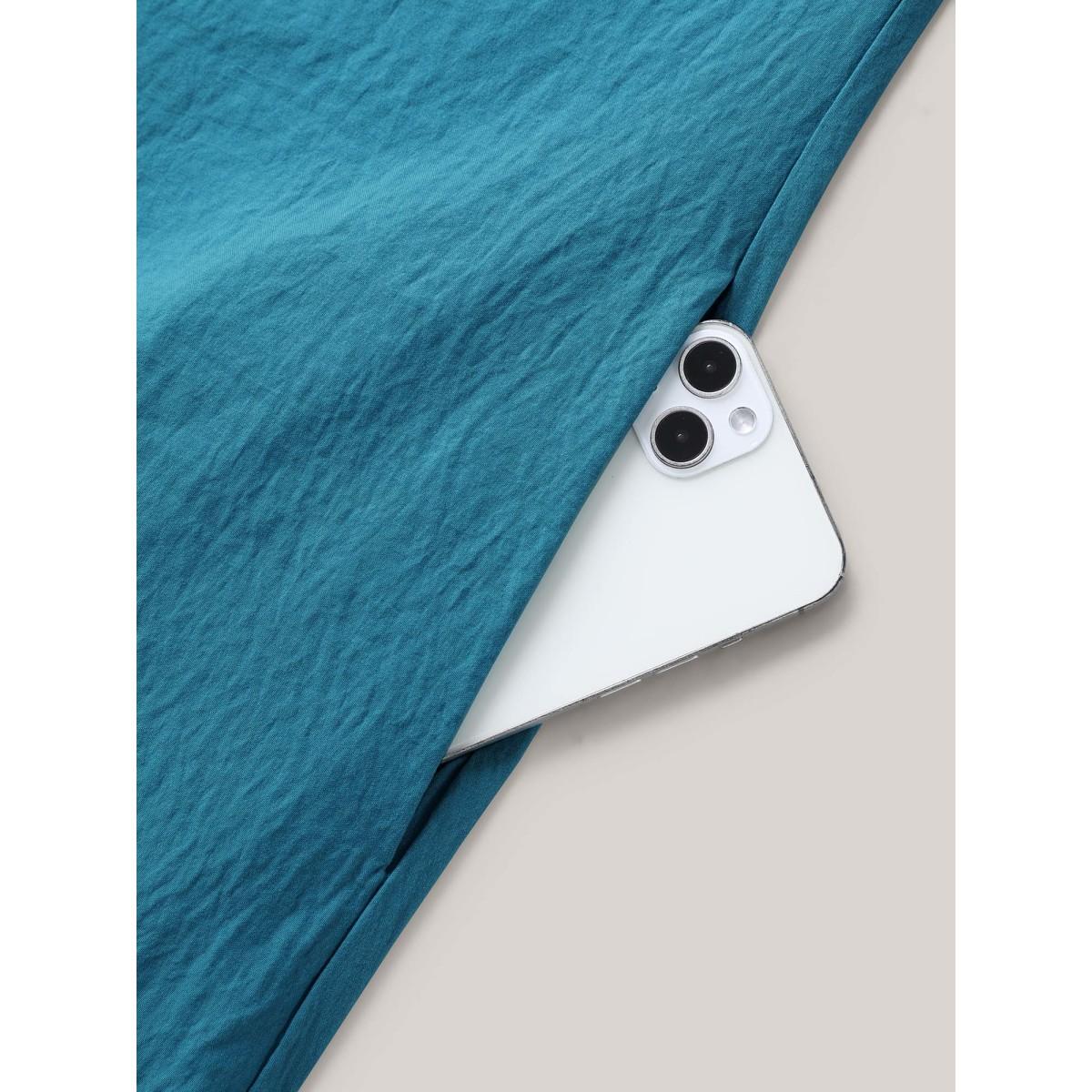 Plus Size Toothpick Pleat Relaxed Fit Tiered Midi Dress Cerulean Women Flat collar with V-notch Elbow-length sleeve Curvy BloomChic 18-20/2X Product Image