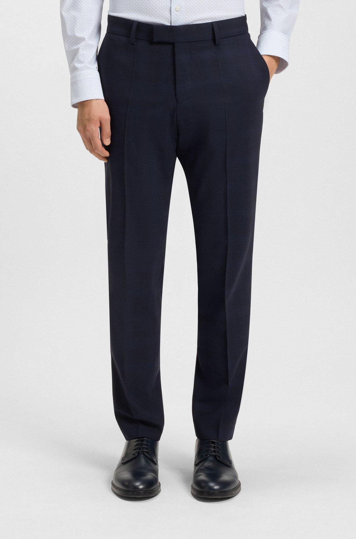 Slim-fit suit in checked crease-resistant stretch wool Product Image