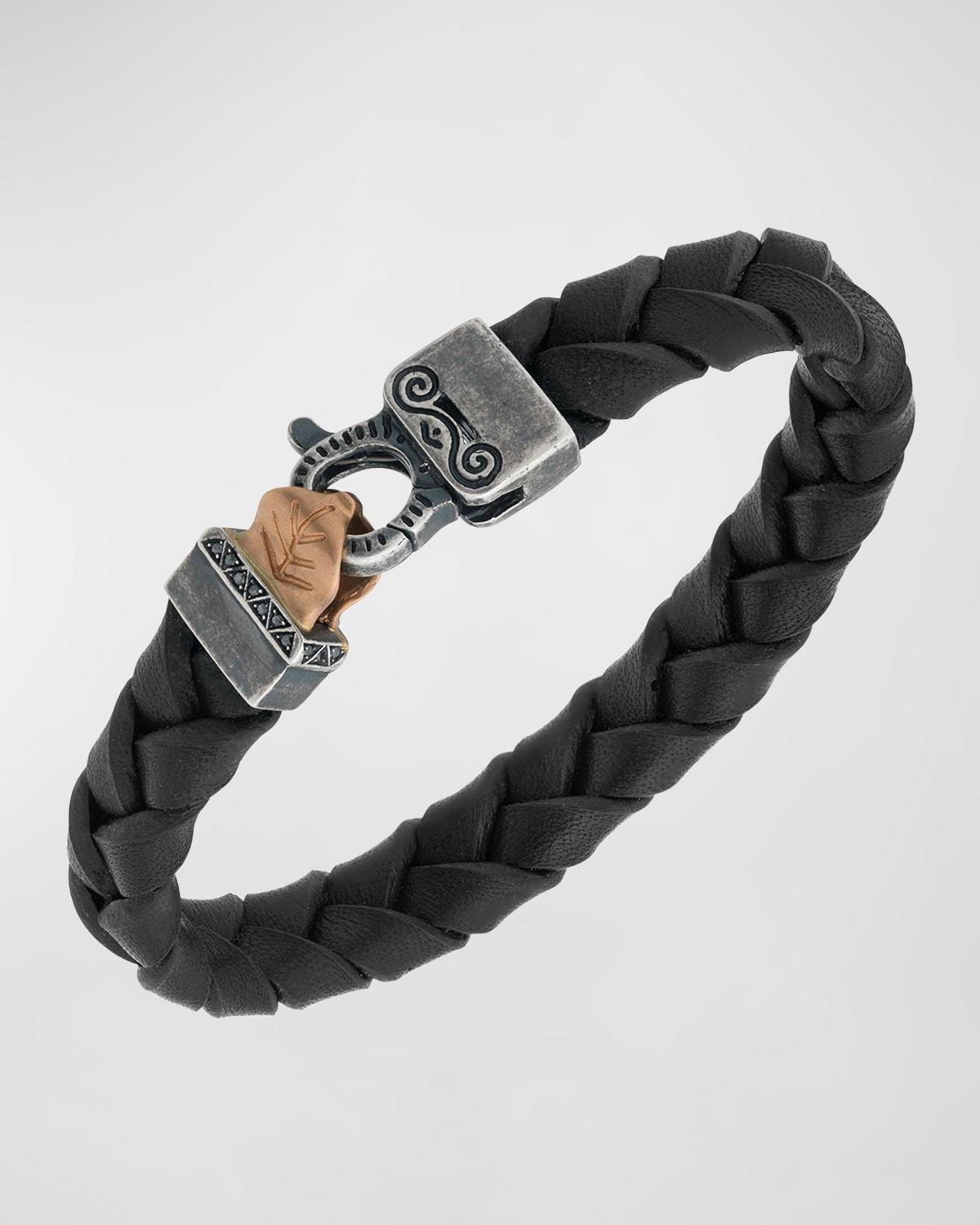 Mens Flaming Tongue Wide Leather Bracelet Product Image