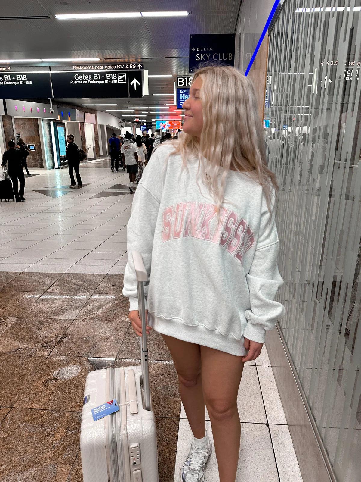 Sunkissed Collegiate Embroider Oversized Crewneck Sweatshirt Product Image