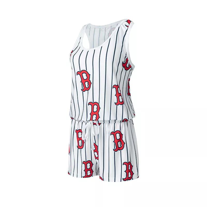 Women's Concepts Sport White Boston Red Sox Reel Pinstripe Knit Romper,  Product Image