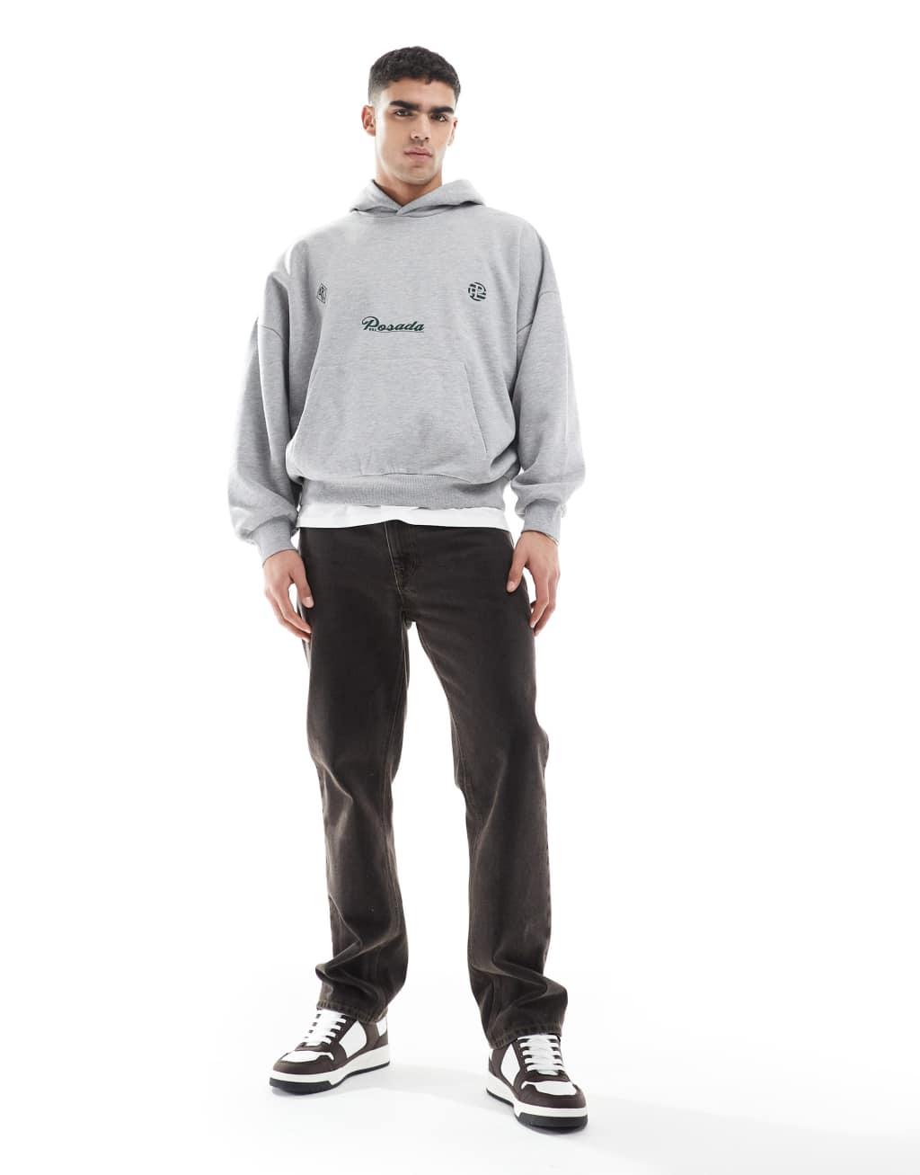 ASOS DESIGN extreme oversized hoodie with print in gray heather Product Image