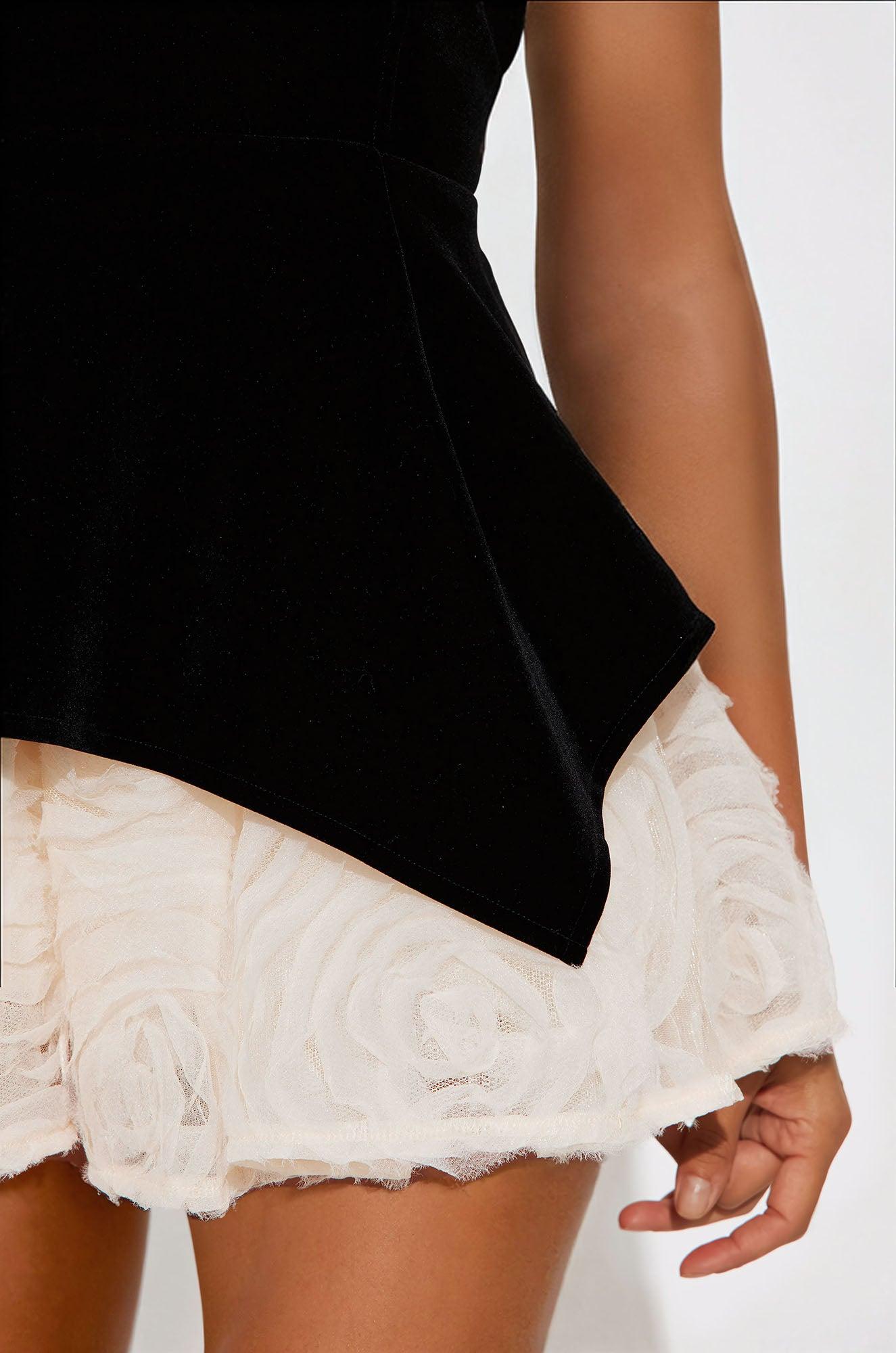 Analina Velvet Mini Dress - Black Product Image