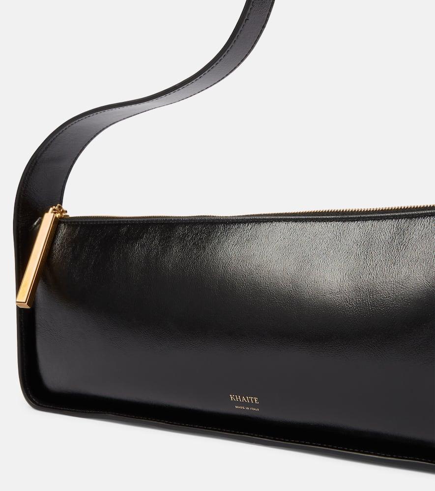 KHAITE Lori Crackle Patent Leather Shoulder Bag In Black Product Image