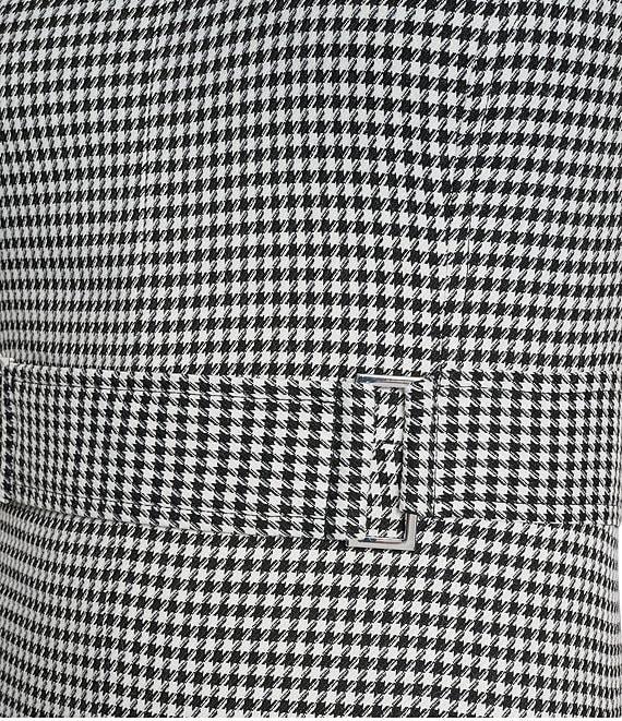 DKNY by Donna Karan Houndstooth Split V-Neck Sleeveless Square Ring Trim Sheath Dress Product Image
