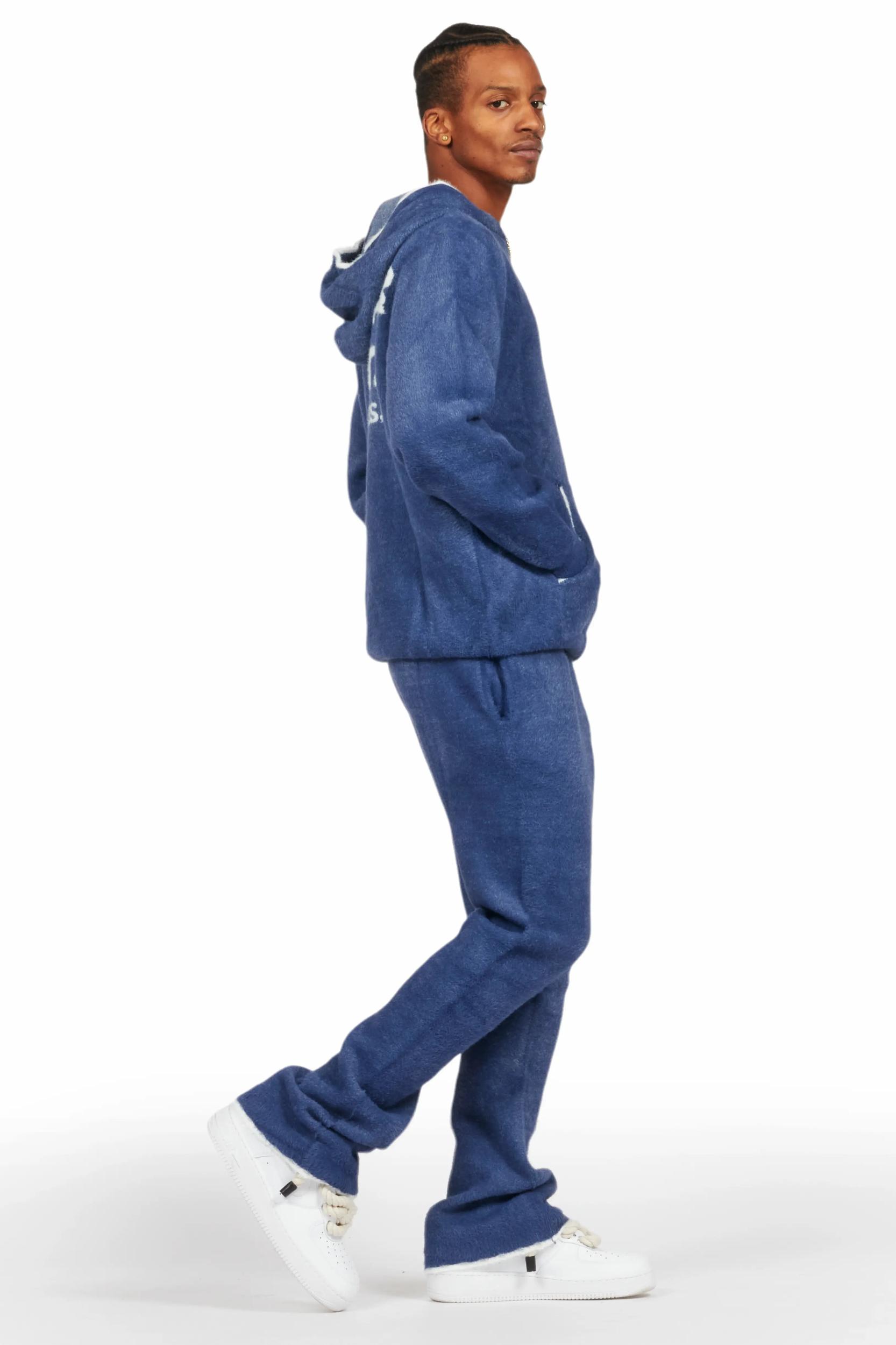 Lake Navy Mohair Knit Track Set Male Product Image