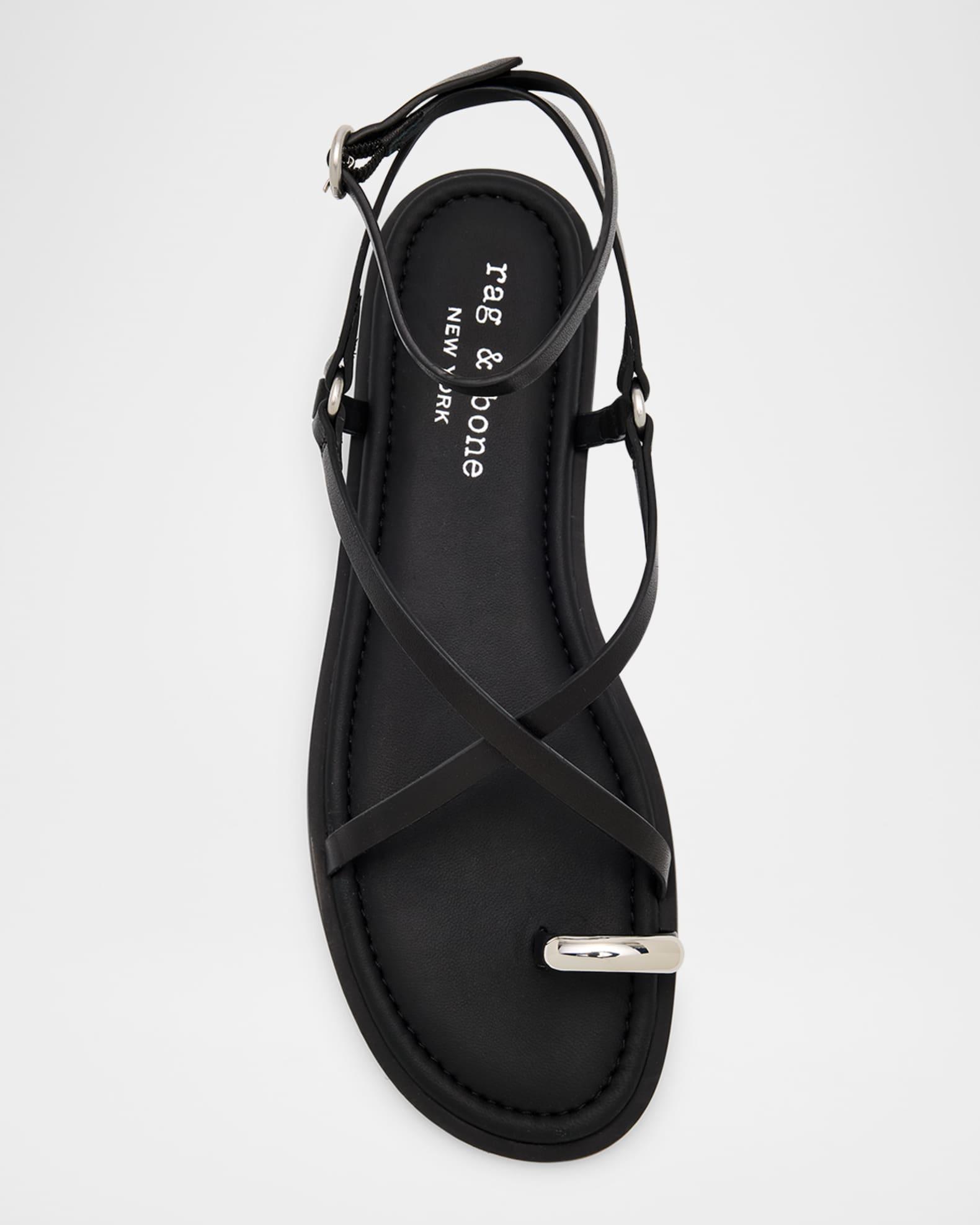 Leather Geo Strappy Toe-Ring Sandals Product Image