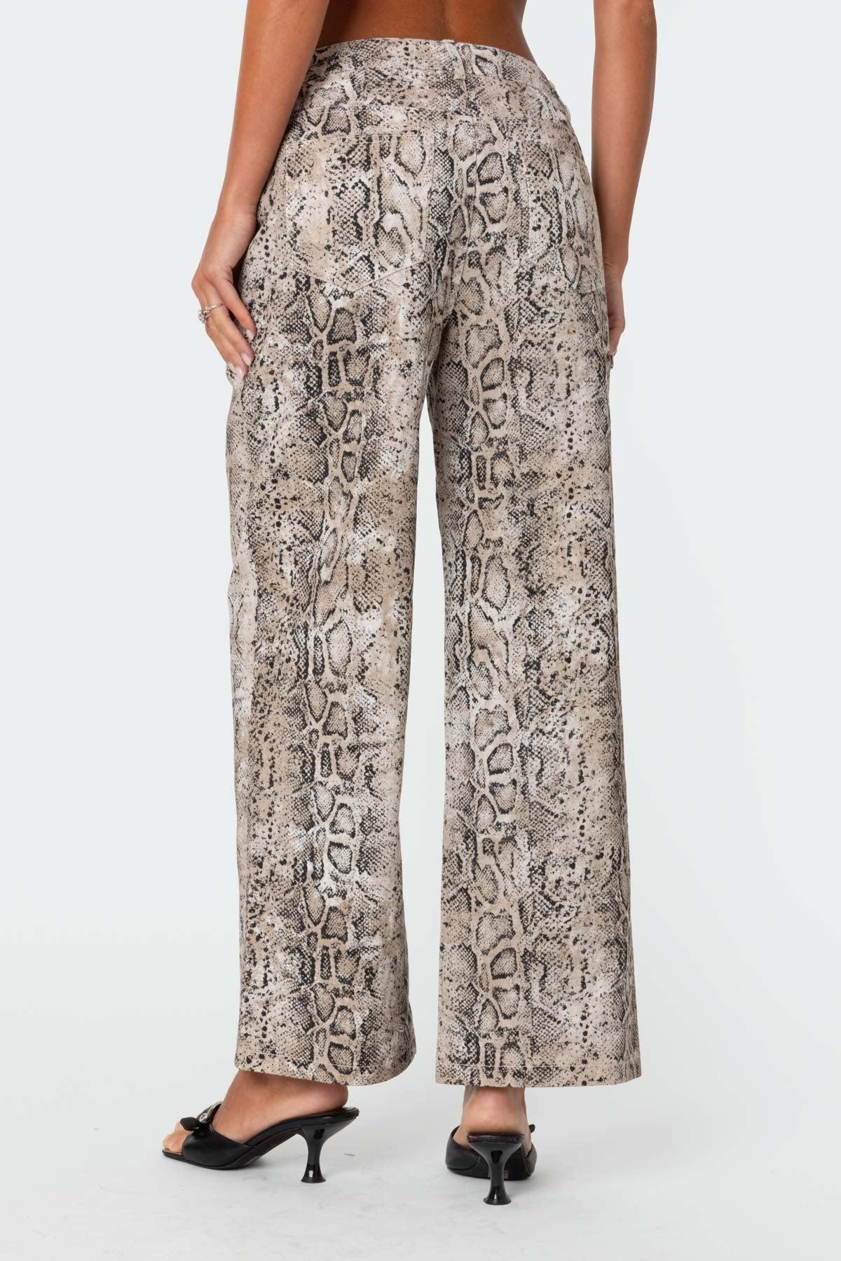 Snakeskin Printed Low Rise Baggy Jeans Product Image