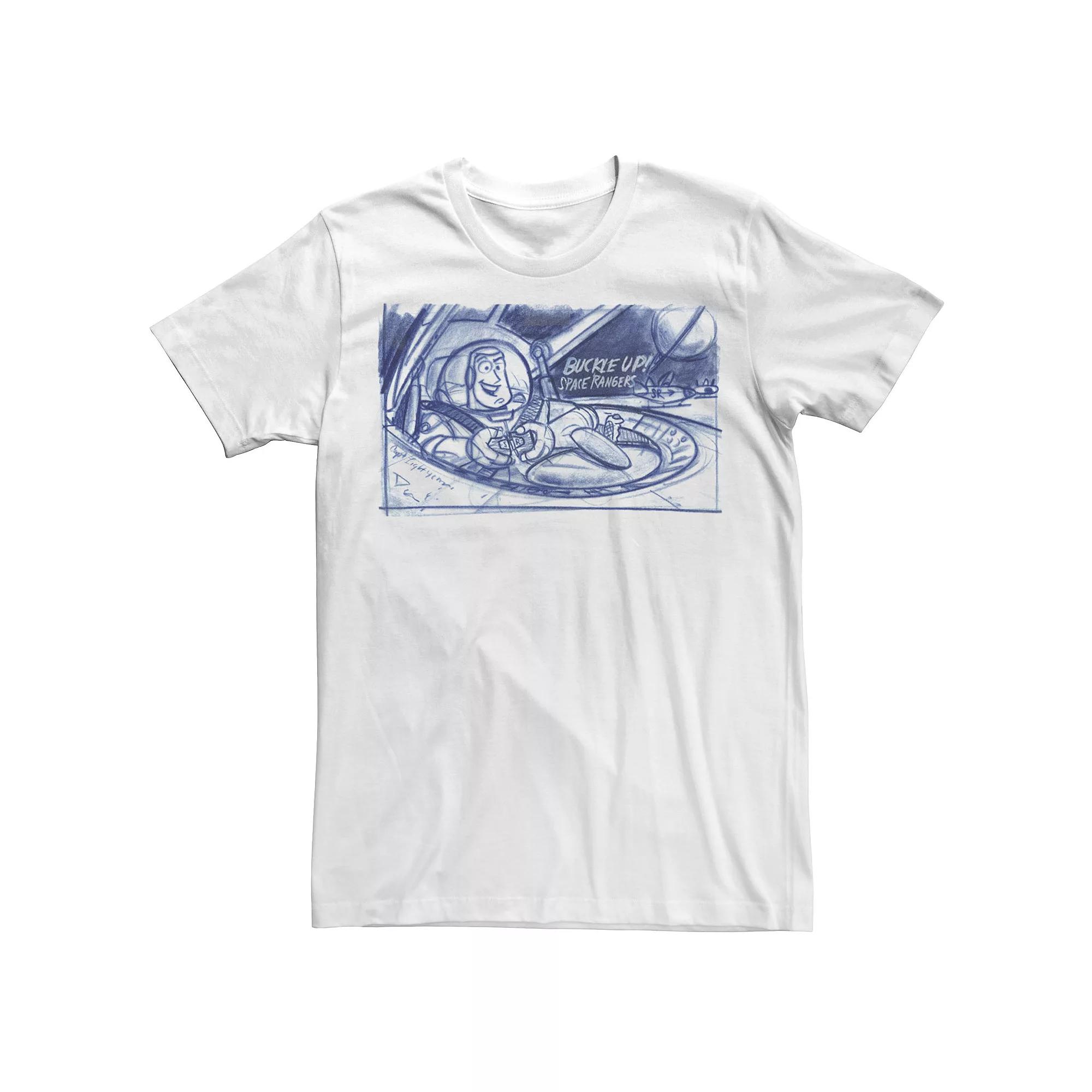 Disney / Pixar's Toy Story Buzz Lightyear Men's Buckle Up Sketch Tee,  Product Image