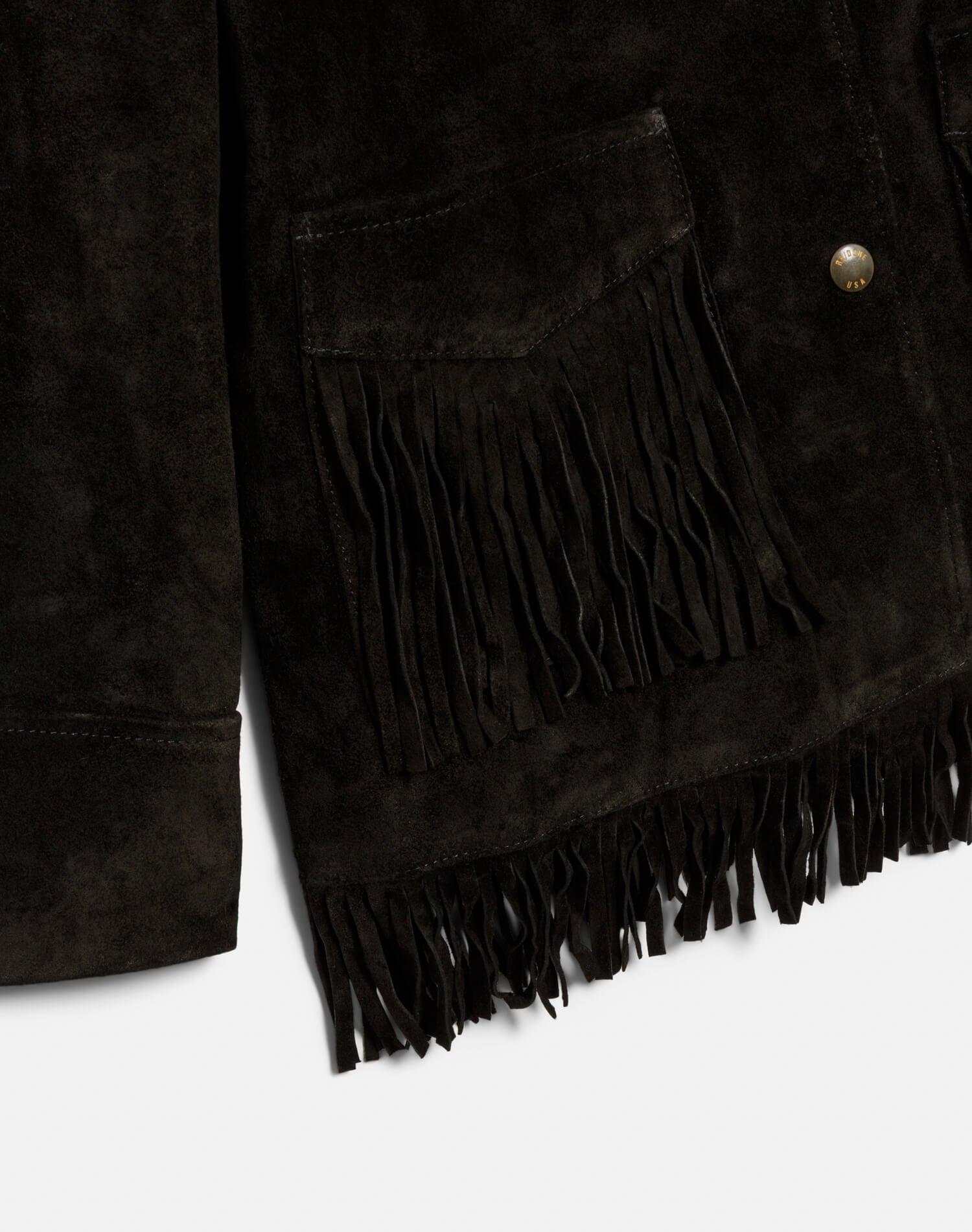 Suede Fringe Jacket - Black Product Image