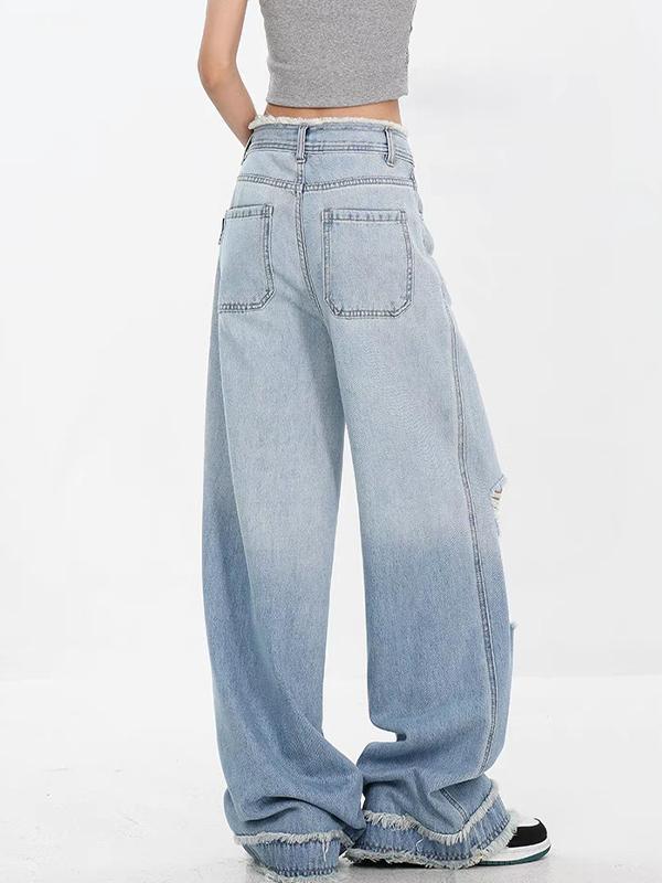 Gradient Washed Ripped Boyfriend Jeans Product Image