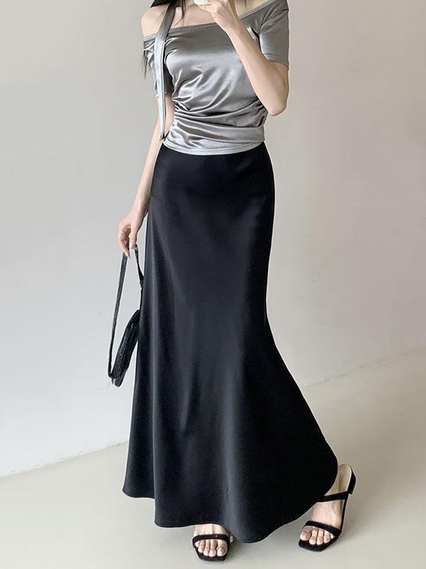 Mermaid Elasticity Solid Color Skirts Bottoms Product Image